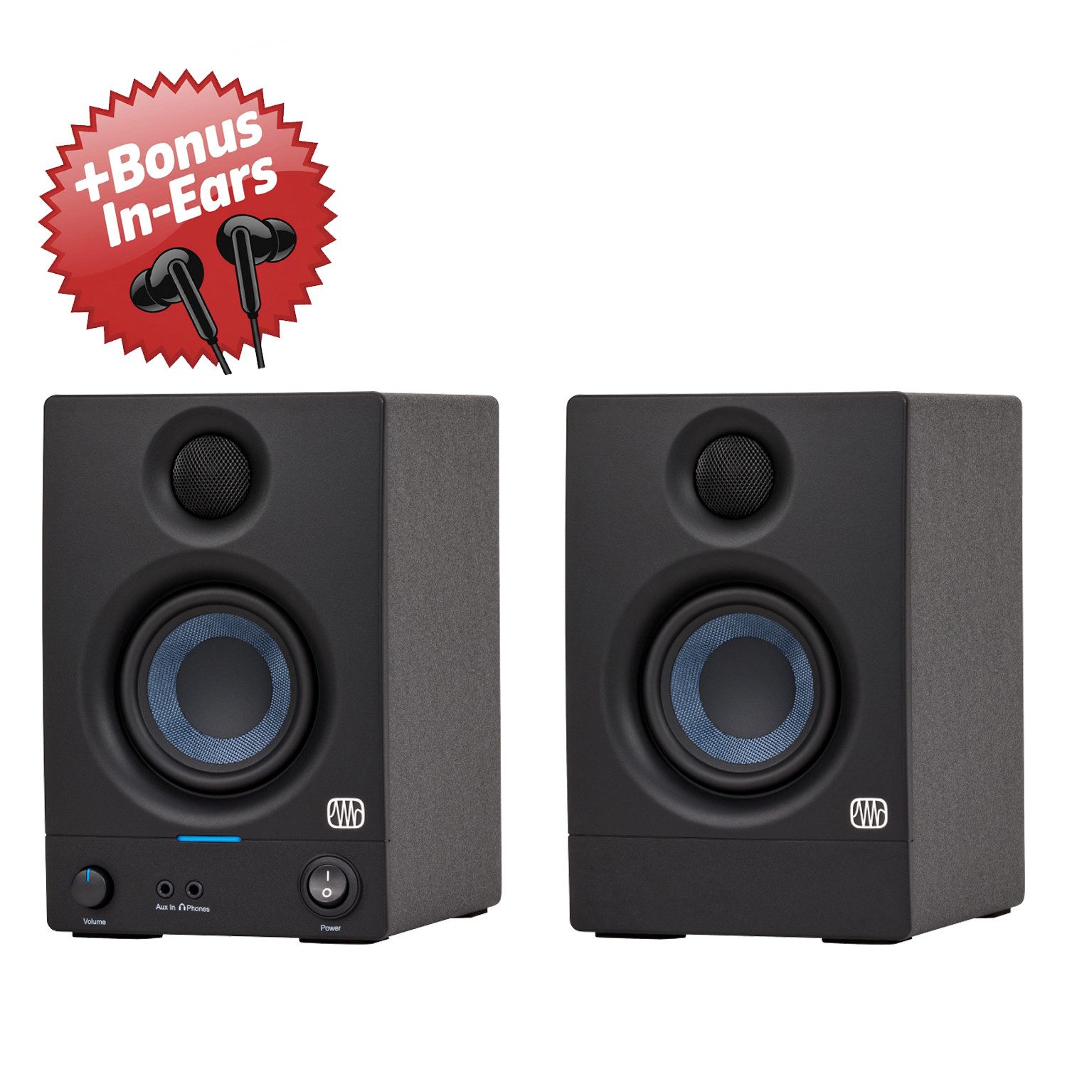 Presonus Presonus Eris 3.5 Studio Monitor-Boxen 2nd Gen + Bonus In-Ear Digitales Aufnahmegerät (Studio Monitor-Boxen)