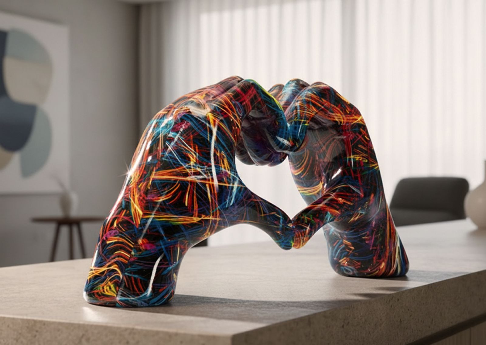 MF Skulptur Street Art Herz-Skulptur Amore Psyco – Bunte Dekoration 25cm (1 St) – Bild 5 von 5