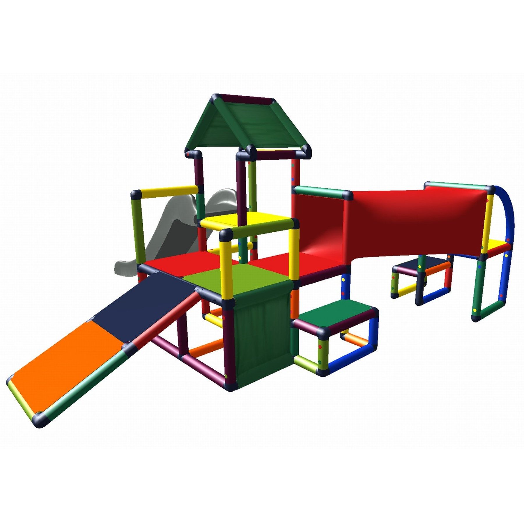 move and stic Klettergerüst MAS-6068 Multispielanlage multicolor Kletterturm Krabbelröhre Rutsche, (Set), Made in Germany!