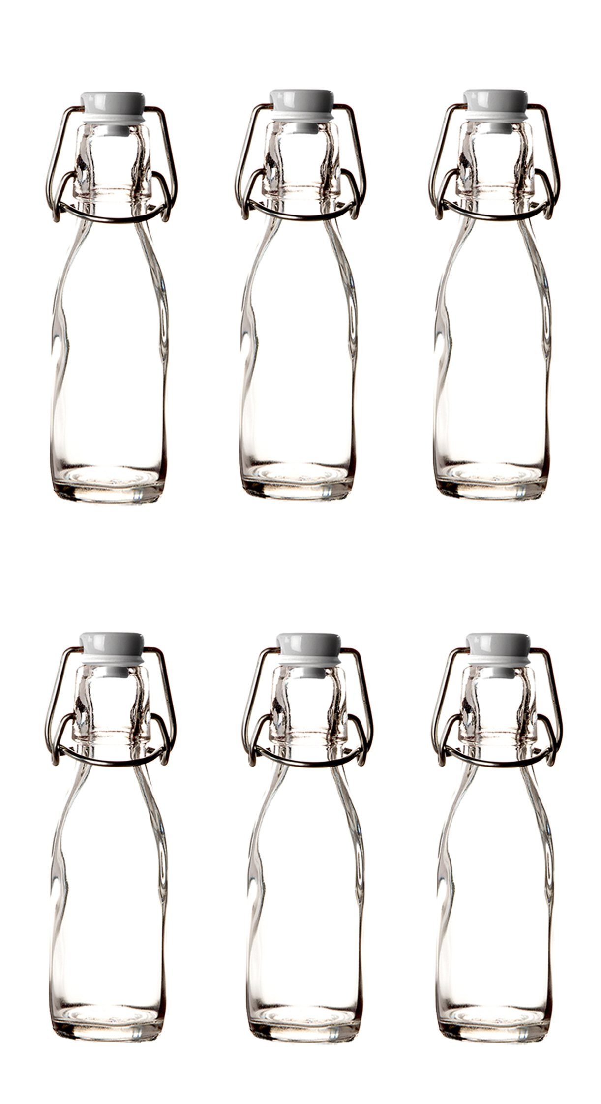 BigDean Trinkflasche Glasflaschen mit Bügelverschluss 200 ml − Draht− Bügelflasche zum Ansetzen von Ölen, Alkohol, Likören, Säften