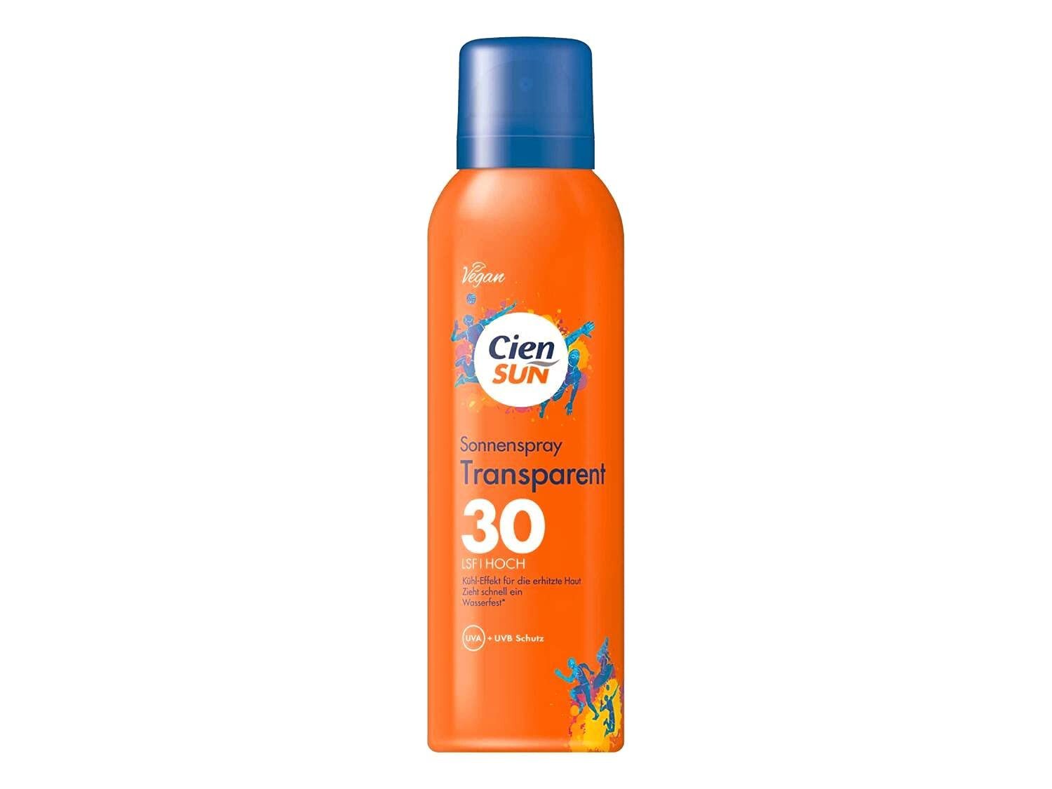 Cien Sonnenschutzspray Transparentes Sonnenspray LSF 30 5 × 200 ml Vorratspack, Spar-Set, 5-tlg., Transparent, schnell einziehend, wasserfest, Kühl-Effekt