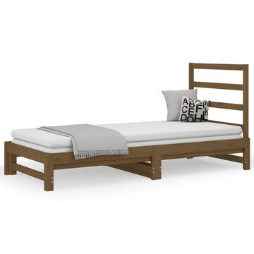 furnicato Bett Tagesbett Ausziehbar Honigbraun 2x(90x200) cm Massivholz Kiefer