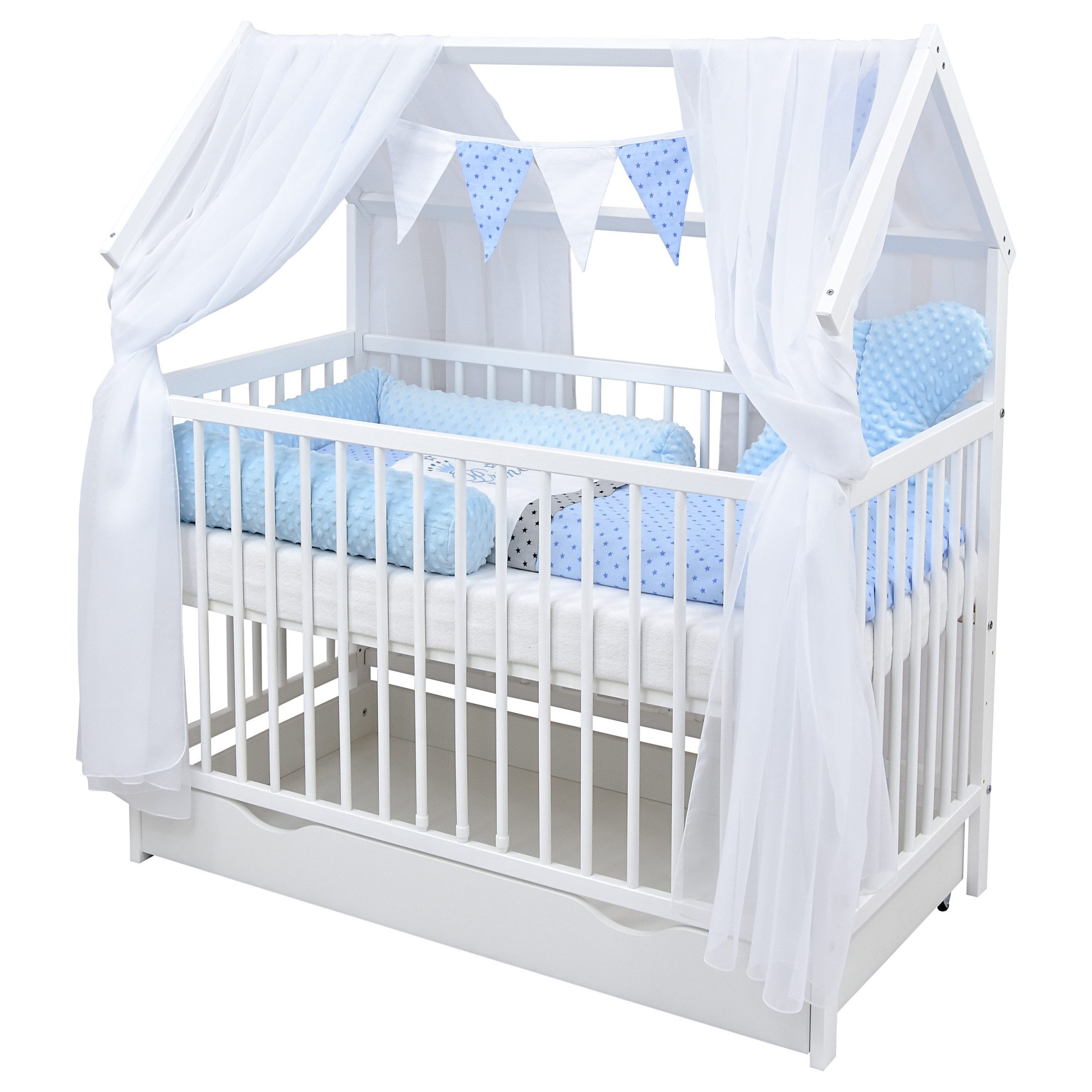 Baby-Delux Komplettbett Hausbett Babybett Schublade Schutzgitter günstig online kaufen