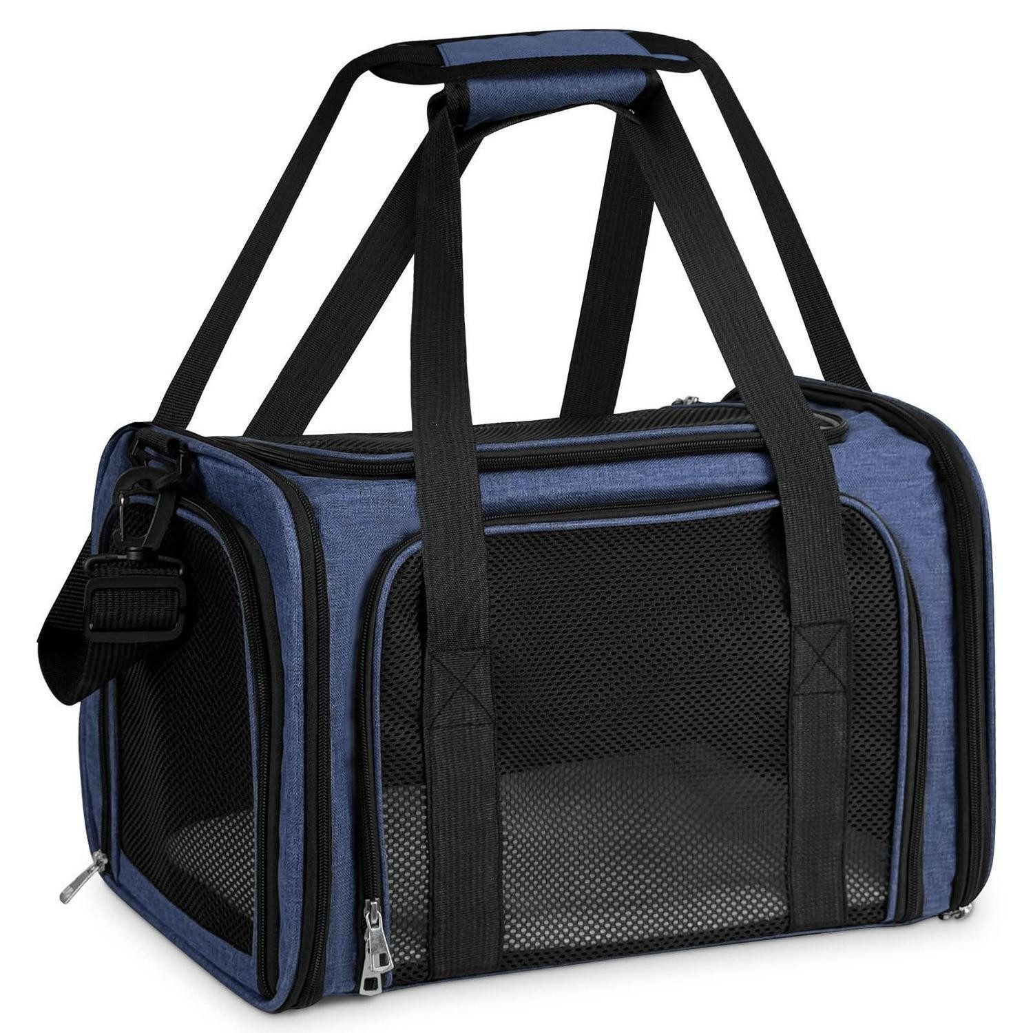 LuxusKollektion Tiertransporttasche Transporttasche Katze Hund Faltbar Dunkelblau L 43 x B 28 x H 28 cm