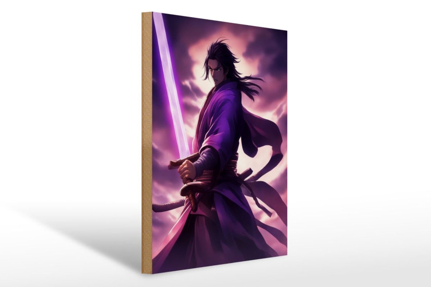 Femer GmbH Holzbild 30x40cm Magieschwert Samurai, (1 St), Glatte Holzfaserplatte (MDF), vorn beschichtet