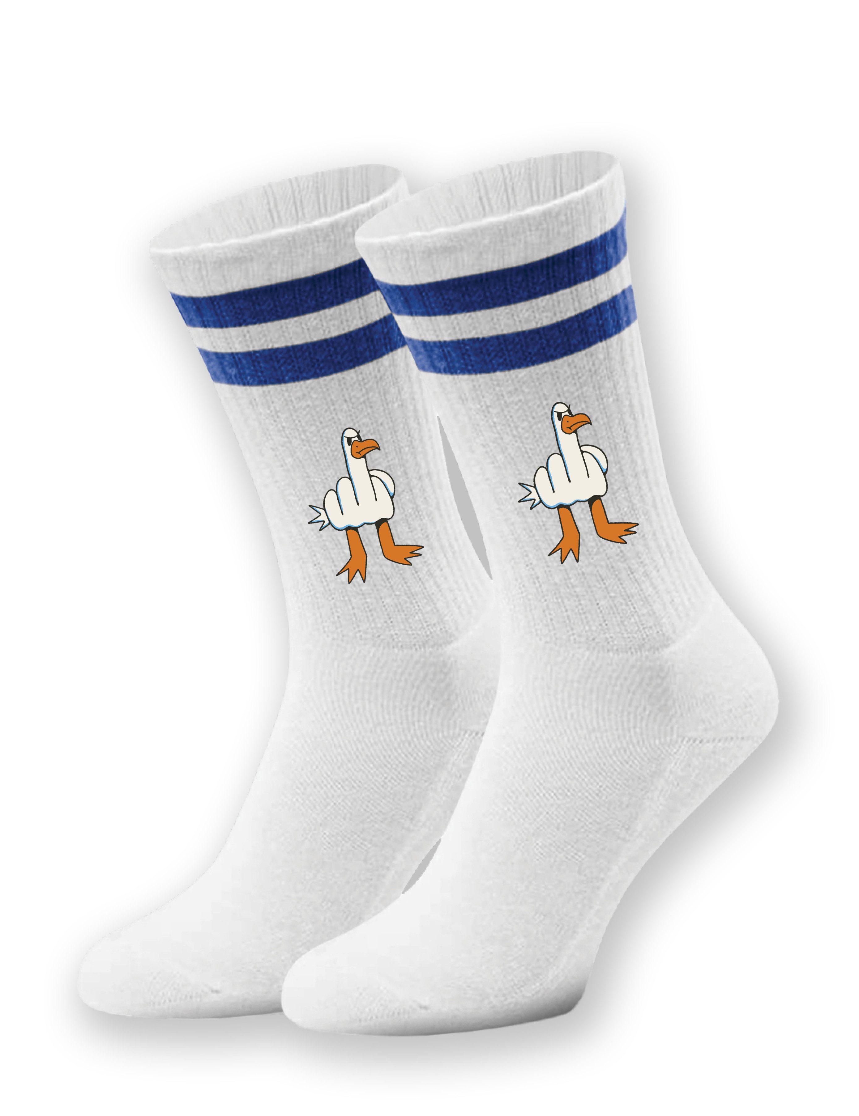 Youth Designz Tennissocken Unisex Socken "Möwe Finger" Fun-Aufdruck lustig Geschenk Statement mit verstärkter Verse und Zehenbereich