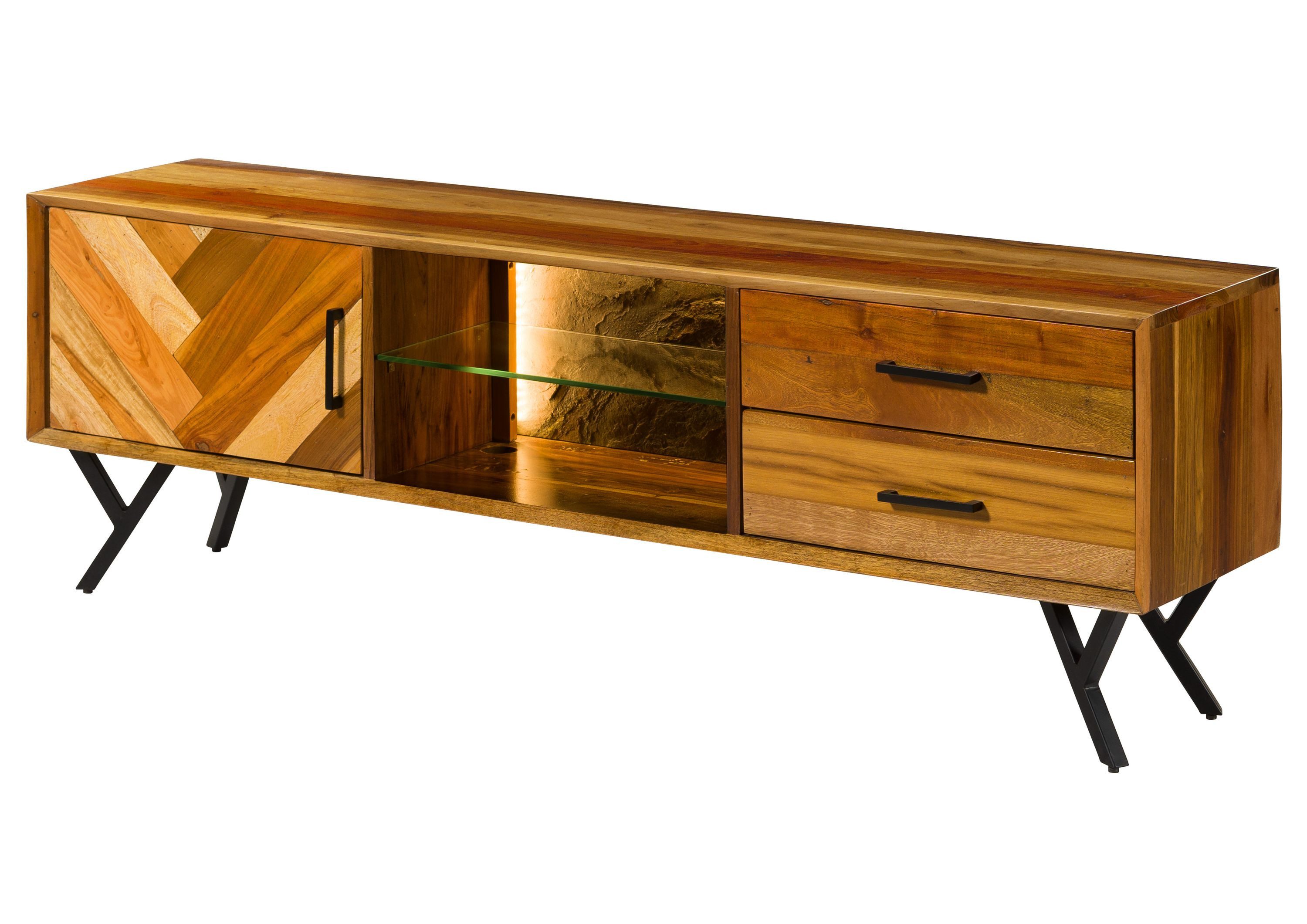 Massivmoebel24 TV-Board AVIGNON (Massivholz), Altholz 180x40x56 natur lackiert AVIGNON #100