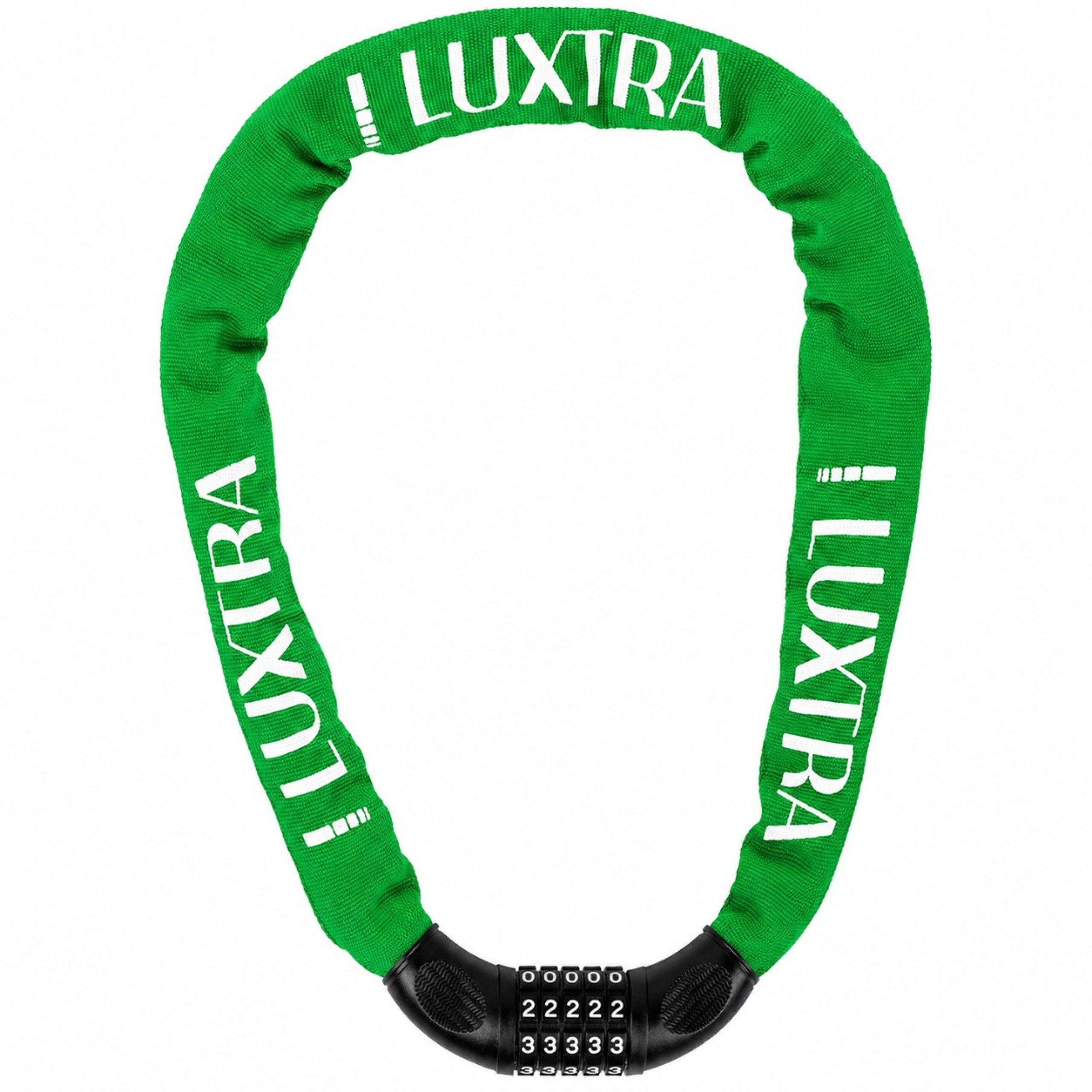 Luxtra Zahlenkettenschloss Luxtra Fahrradschloss mit Zahlencode, robust & sicher, Grün, 1 m
