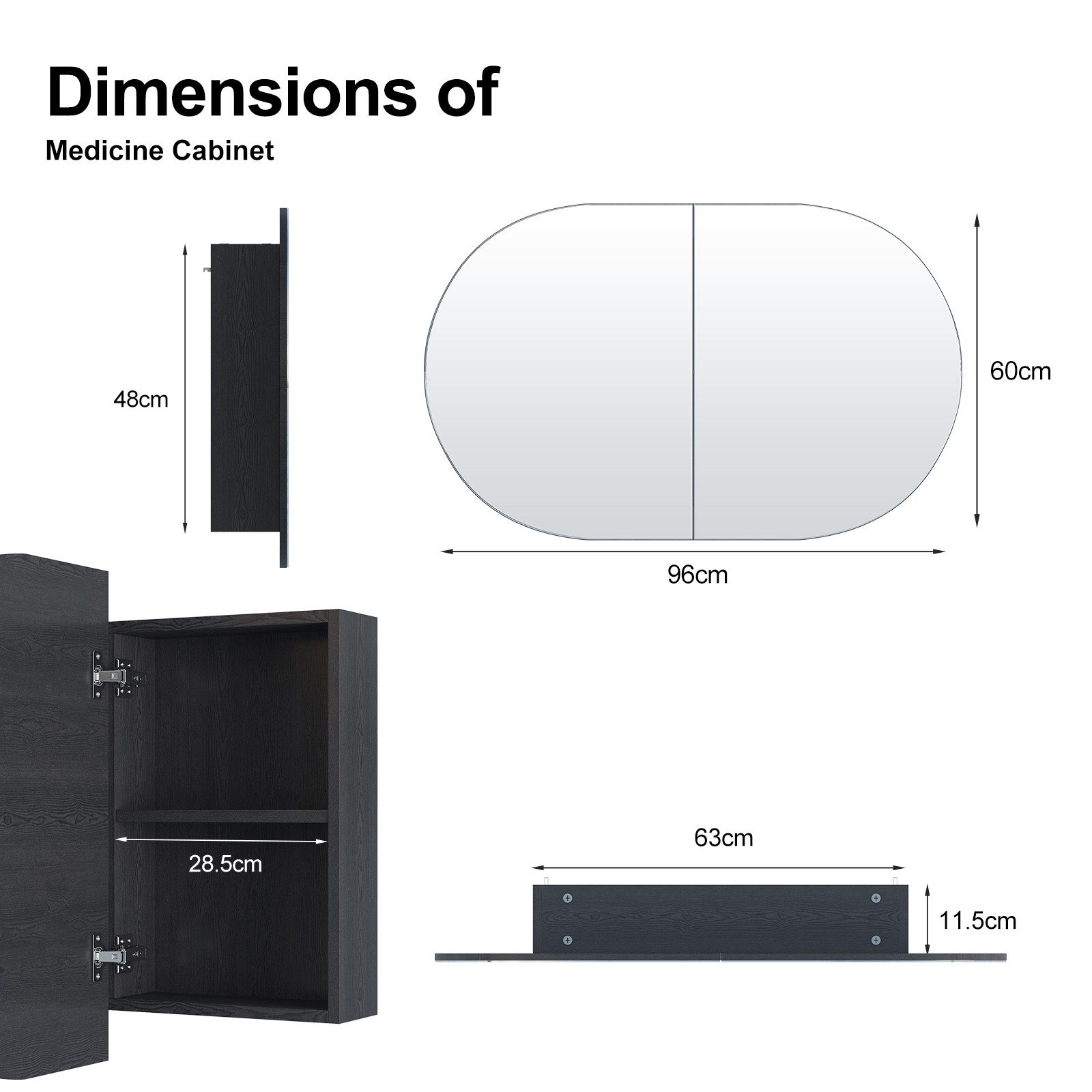radelldar Badezimmerspiegelschrank ovaler Spiegelschrank bad mit 5 Fächern, günstig online kaufen