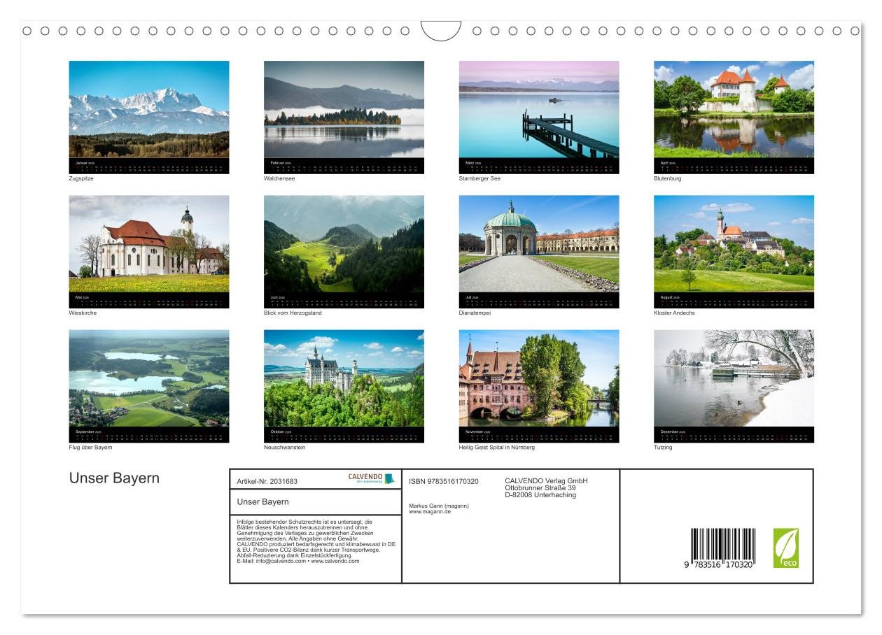 Thumbnail - CALVENDO Wandkalender Unser Bayern (Wandkalender 2026 DIN A3 quer), CALVENDO Monatskalender