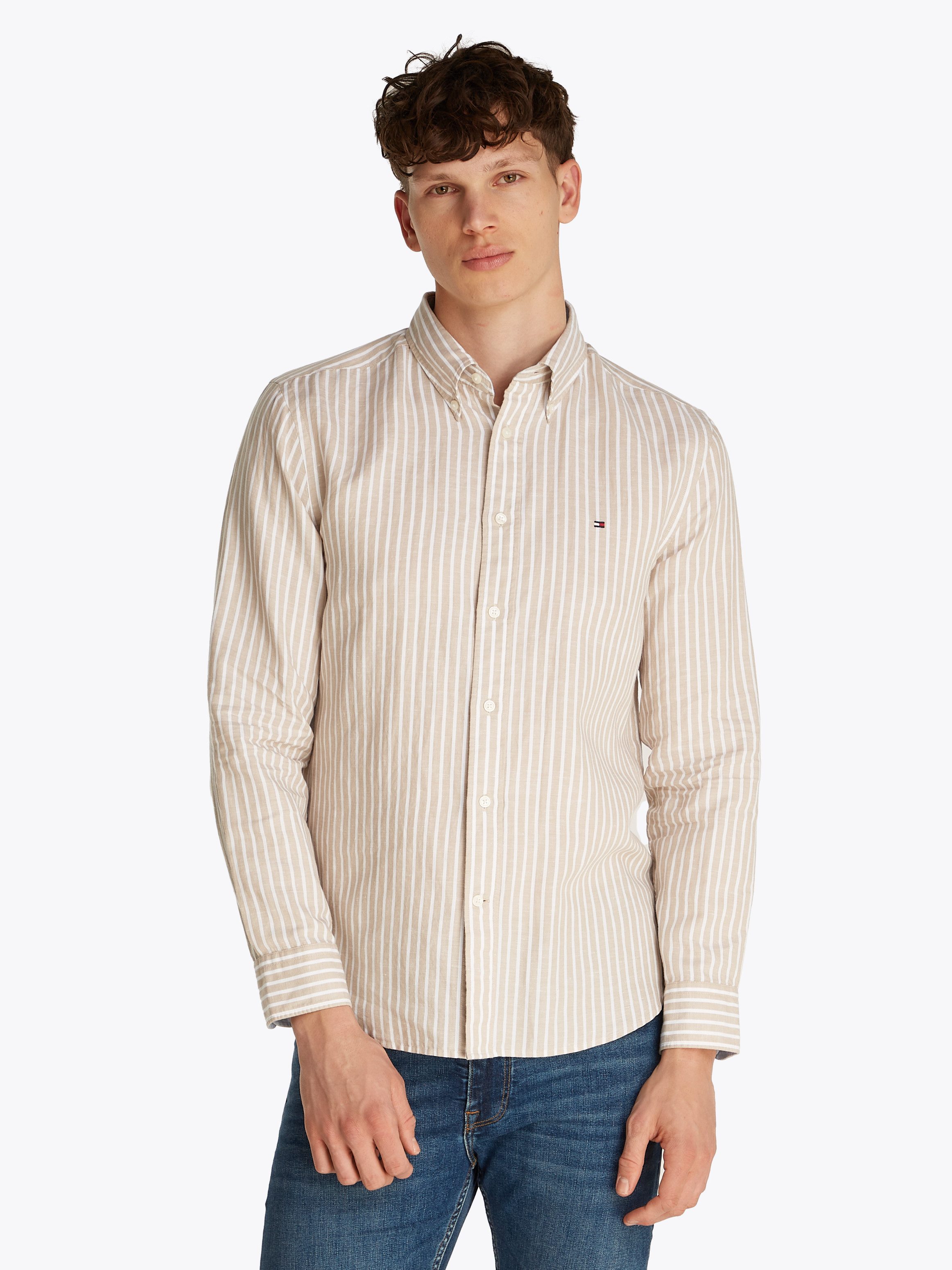 Tommy Hilfiger Langarmhemd LINEN BLEND BOLD STRIPE mit feinen Streifen günstig online kaufen