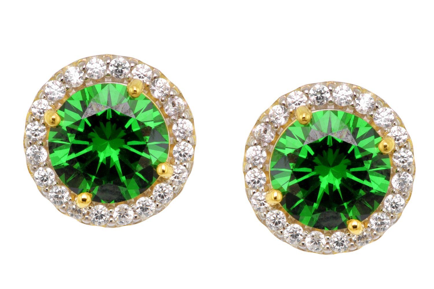 Acalee Paar Ohrstecker 925 Silber Vergoldet Zirkonia Smaragdgrün günstig online kaufen
