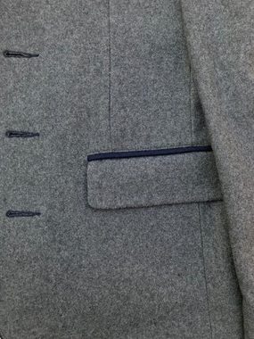 K&K Kaiserjäger Trachtenjacke »Herrentrachtensakko grau in Leichtloden, Trachtenjanker grau mit blauem Kragen und Paspel abgesetzt«