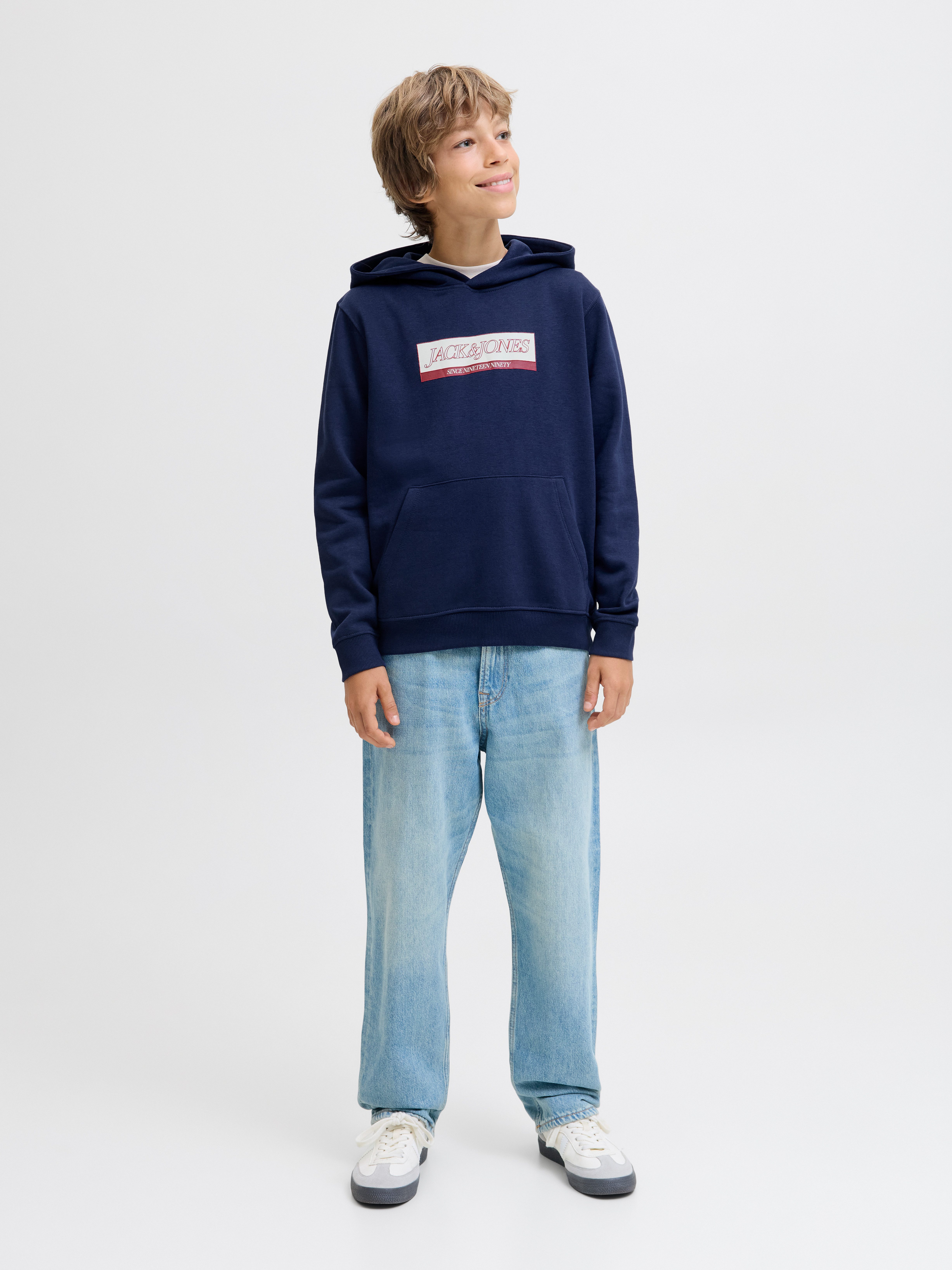 Jack & Jones Junior Kapuzensweatshirt JORINWOOD BLOCK BRANDING SWEAT NOOS JNR