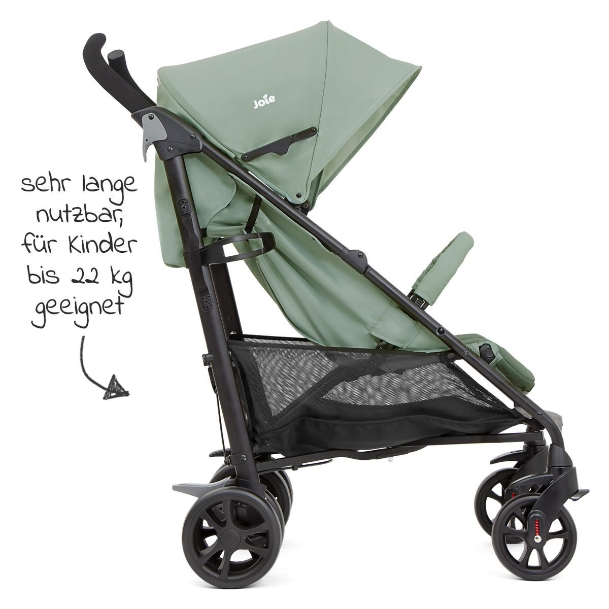 Joie Kinder-Buggy Brisk LX - Laurel, Sportwagen mit Liegefunktion & Einhand-Faltung bis 22 kg belastbar