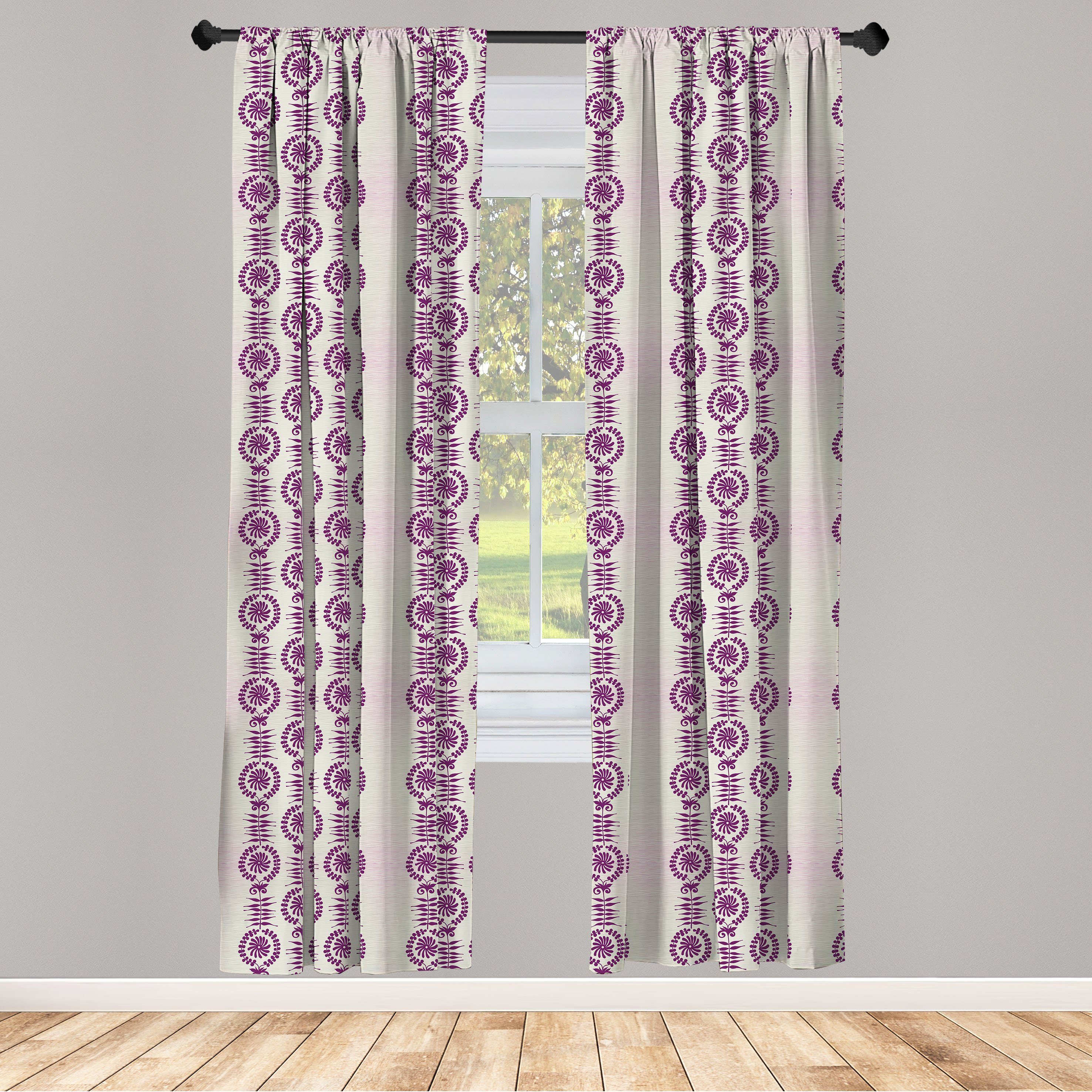 Gardine Vorhang für Wohnzimmer Schlafzimmer Dekor, Abakuhaus, Microfaser, Blumen Vertikal Aligned-Blumen-Kunst