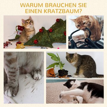 PawHut Kratzbaum Kätzchen Möbel mit Katzenhöhle Sisal weiche Plüsch PE Braun+Beige, 60L x 40B x 109H cm