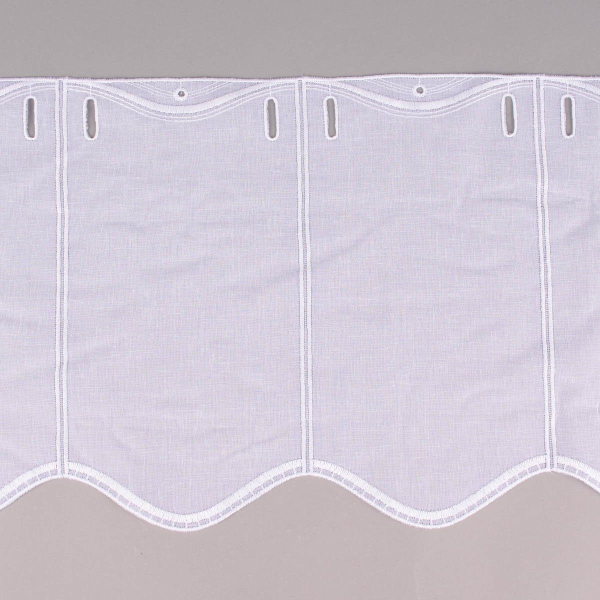 SCHÖNER LEBEN. Meterware Scheibengardine nähfrei Stickerei Leinenlook weiß 30cm, leicht perforiert, Stickerei/Stickstoff, bestickt, pflegeleicht