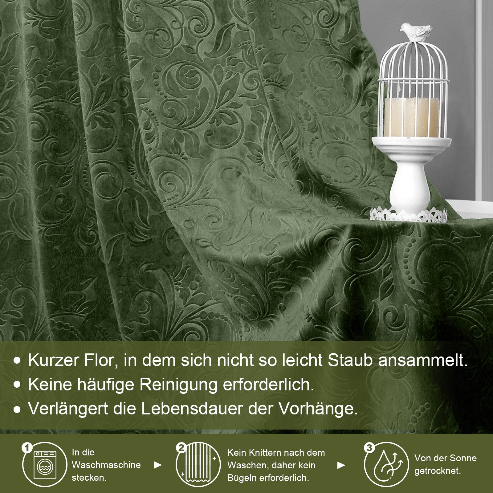 Jibenhome Verdunkelungsvorhang Samt Gardine 2er-Set, Blickdicht günstig online kaufen