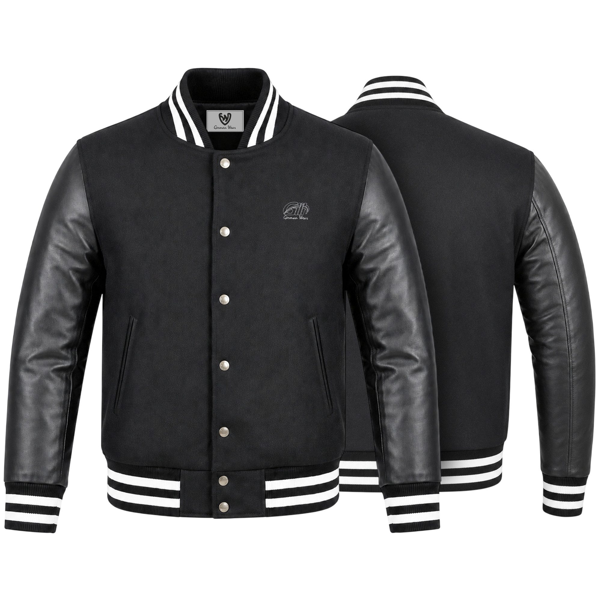 German Wear Collegejacke CJ002 Varsity Collegejacke Blouson Wolljacke Lederärmel