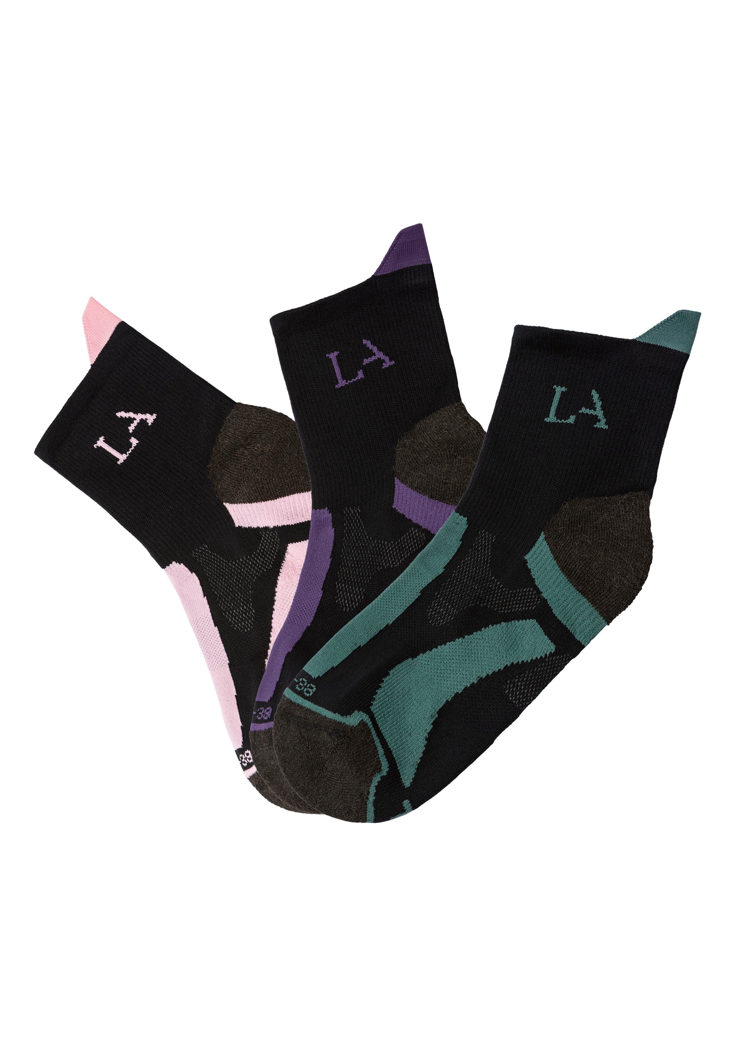 verstärkten LASCANA (Set, ACTIVE 3-Paar) Wandersocken Belastungszonen mit