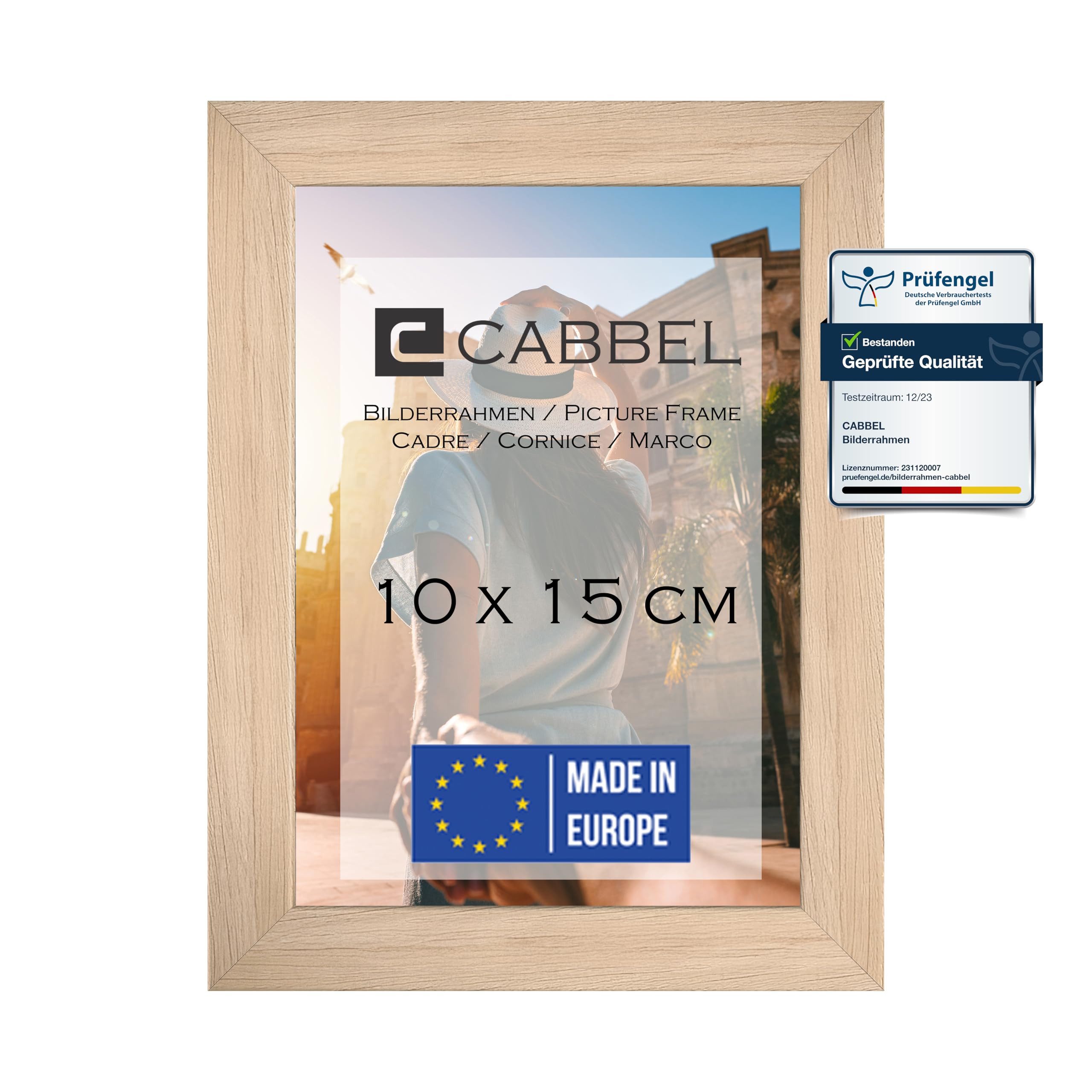 CABBEL Bilderrahmen MDF Holzrahmen Fotorahmen modern Collagen Foto Poster Galerie Wanddeko, für 1 Bilder (1 St), 10x15 cm Natur Wohnzimmer elegant Schmal Fotogalerie Schlafzimmer