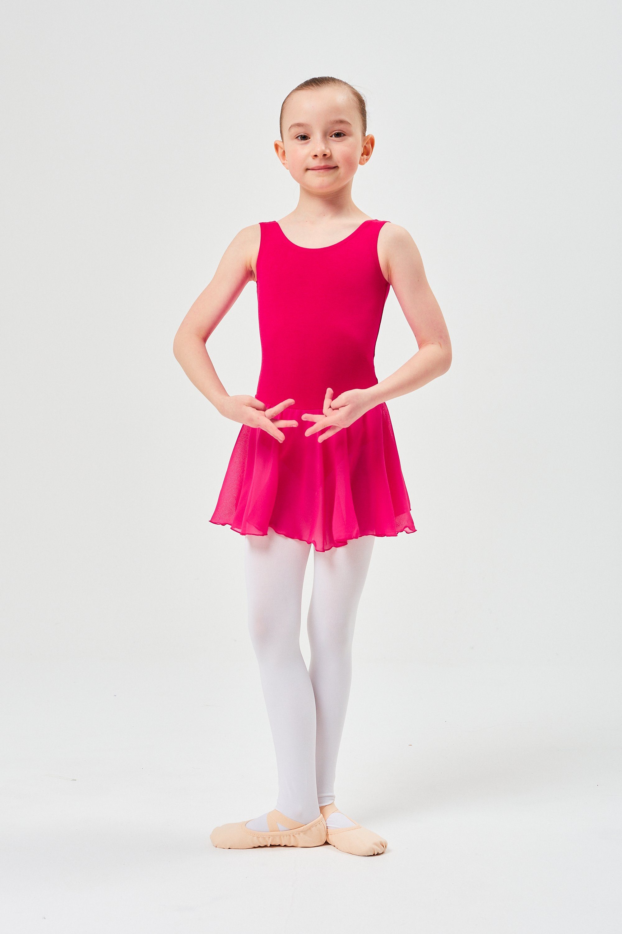 mit Baumwollmaterial Minnie Chiffonkleid Trikot Ballettkleid pink für wunderbar aus Ballett tanzmuster Chiffon Röckchen weichem Mädchen