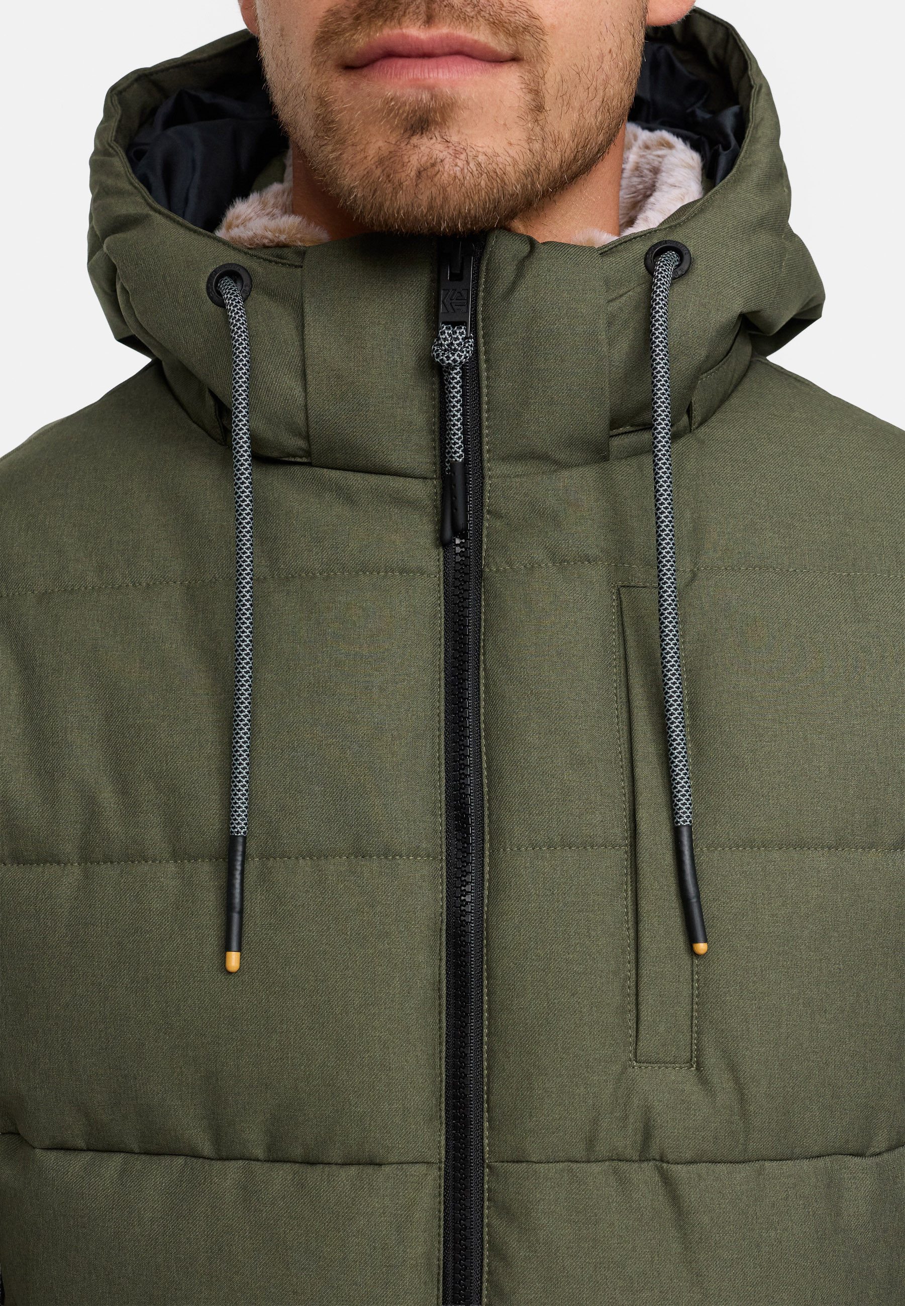 Indicode Winterjacke Herren INHebero Jacke Winter Herrenjacke Wattierte Steppjacke mit Kapuze und Reißverschluss