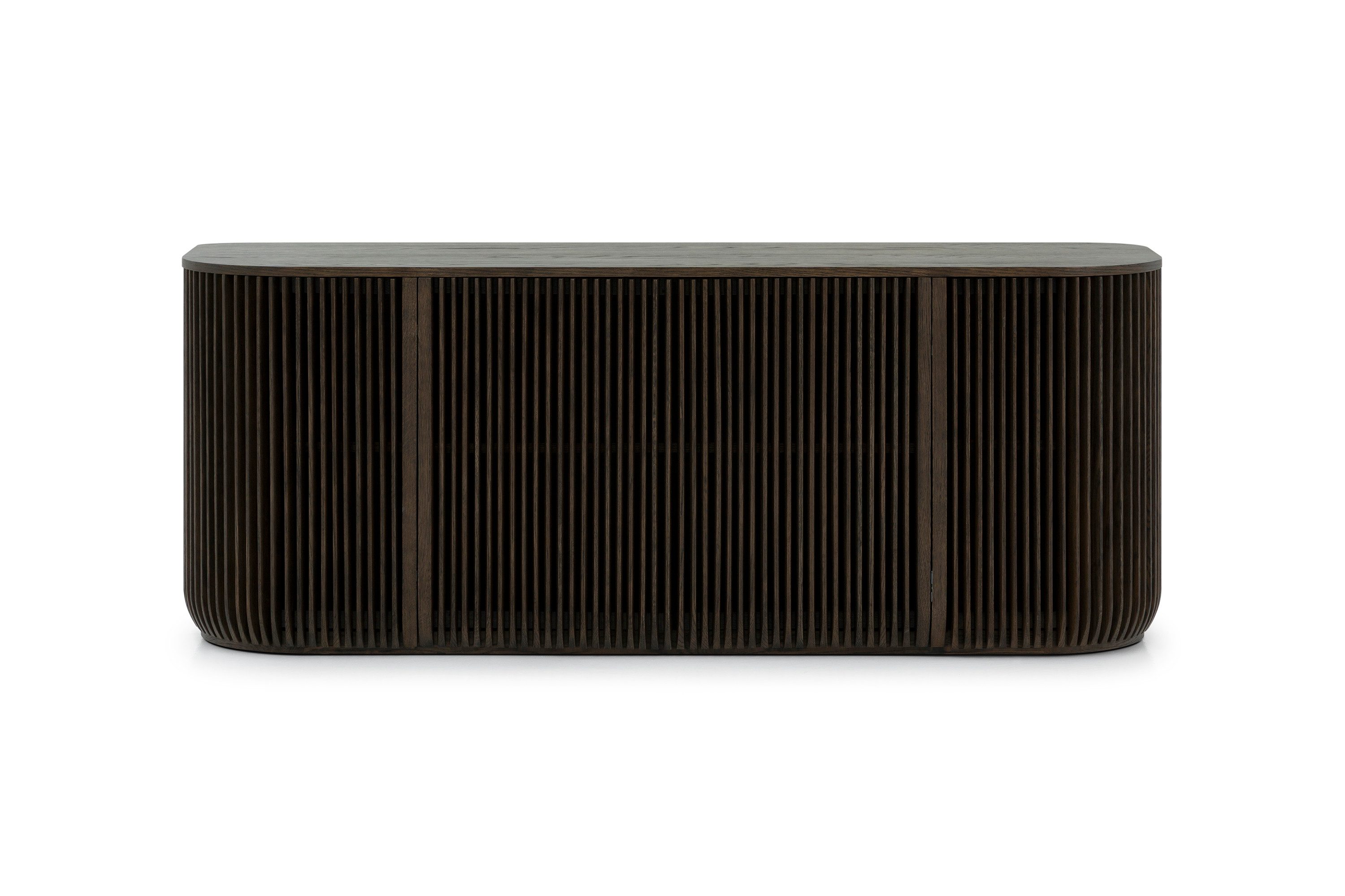 Woodek Design Sideboard FRANZ aus massiver Eiche und Eichenfurnier, Espresso, Handgefertigt (Espresso matt lackiert, 1 St., Türen mit Soft-Close-System), Breite 175 cm, Höhe 69 cm, Tiefe 45 cm