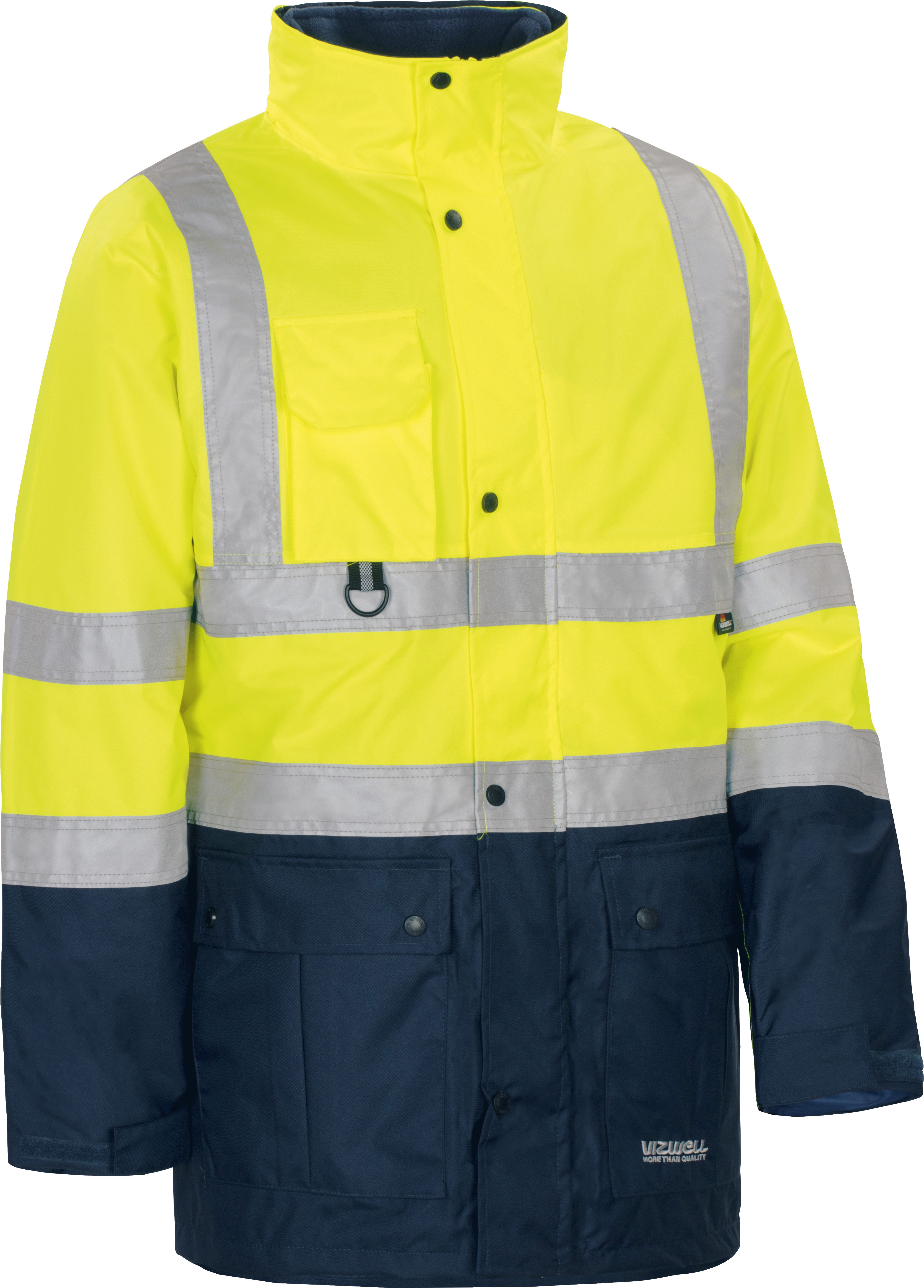vizwell Funktionsparka 5 in1 Warnschutz Parka Arbeitsjacke Winterjacke mit Kapuze wasserdicht, auch als Weste tragbar – Bild 5 von 5