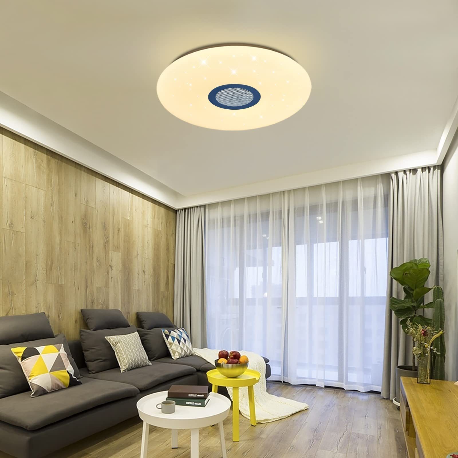 JDONG LED Deckenleuchte mit Bluetooth Wohnzimmer Neutralweiß, weißes Lautsprecher RGB, Warmweiß, 32 besseren Rauschen, für Sternenhimmel,Farbwechsel, Kaltweiß, fest LED mit Kinderzimmer Schlaf Schlafzimmer für integriert, Küche
