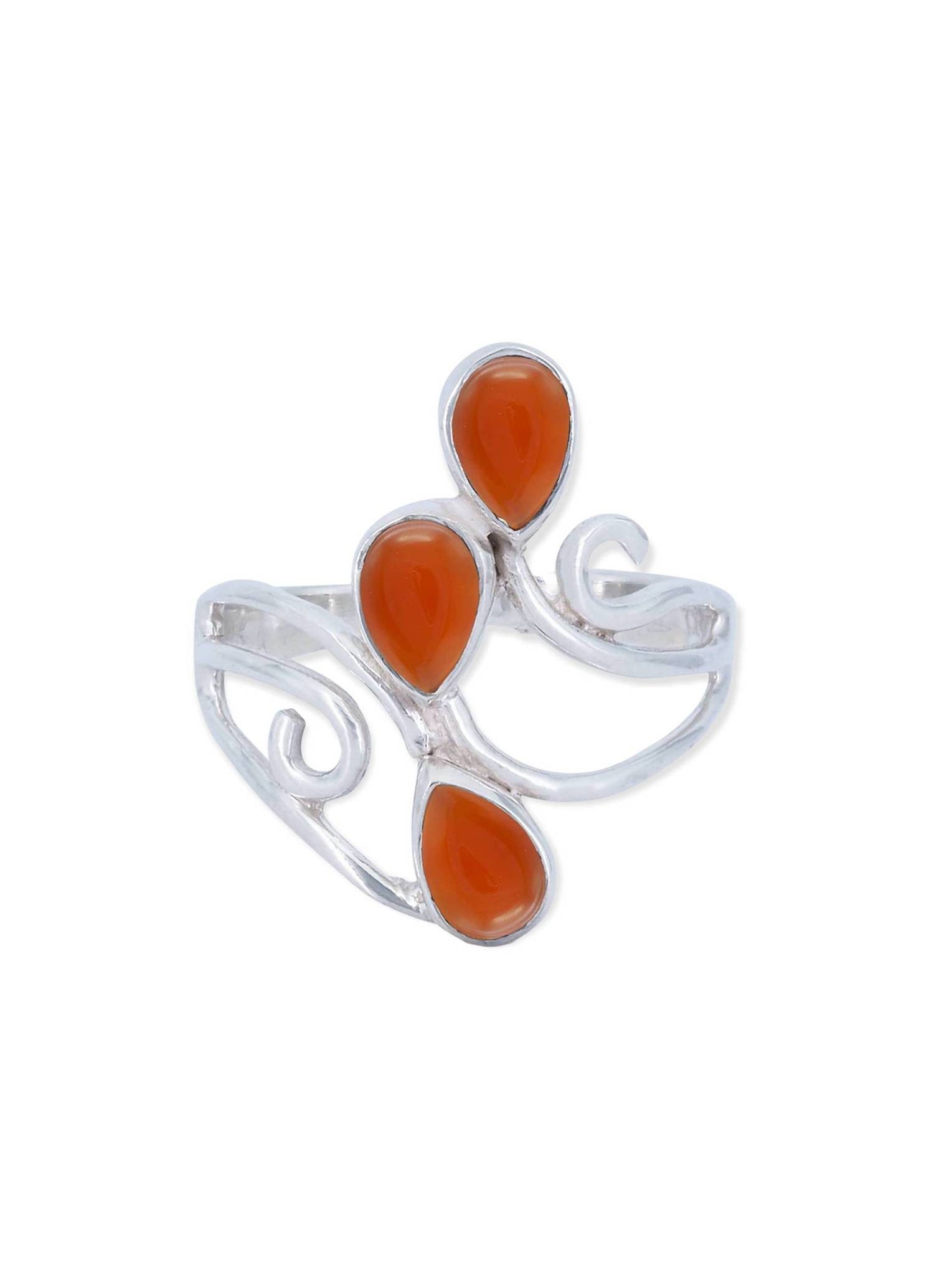 mantraroma Silberring SIDISTI aus 925 Silber mit Karneol (Ring mit Schmuckbeutel), Damenring aus 925er Silber