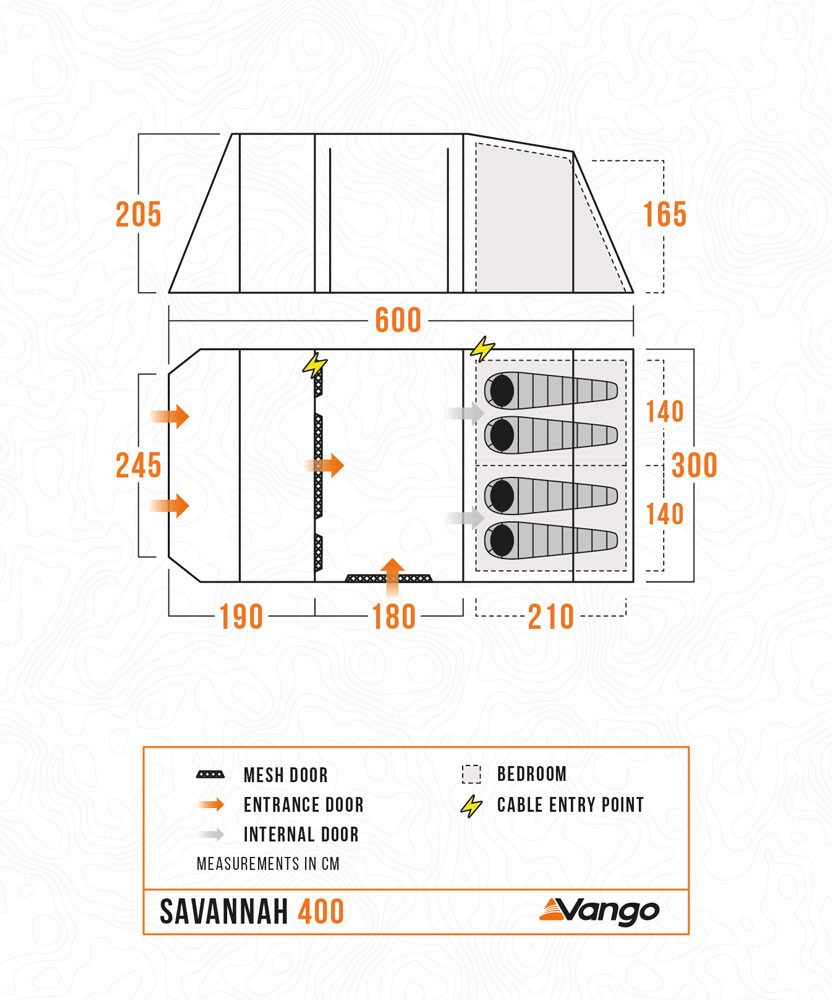Vango Tunnelzelt Vango Savannah 400 Package Familienzelt (21,6 kg)