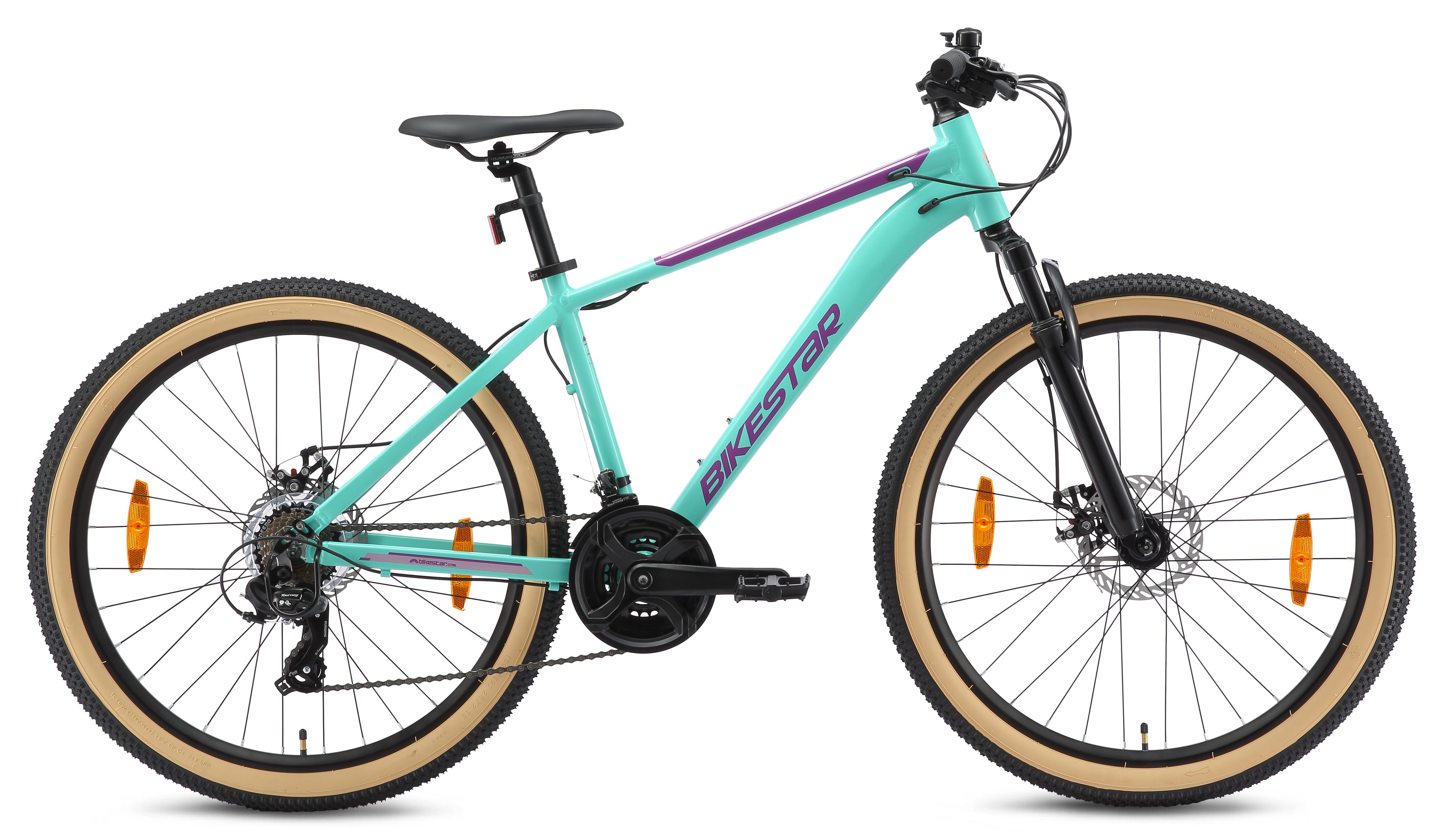 Bikestar Mountainbike, 21 Gang Shimano RD-TY300 Schaltwerk, Kettenschaltung, für Damen und Herren, Kettenschaltung