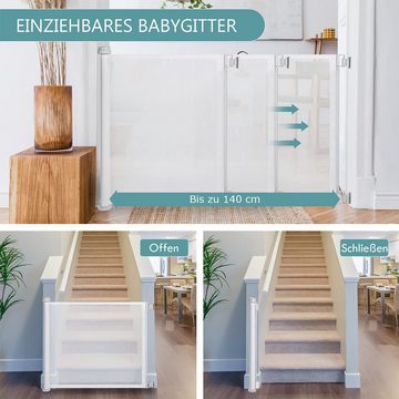 DOPWii Türschutzgitter Kindersicherheits-Schutzgitter, ausziehbares Babygitter für Babys, und Haustiere, Doppelschließsystem Deckenhaustiergitter, 86.6*130cm