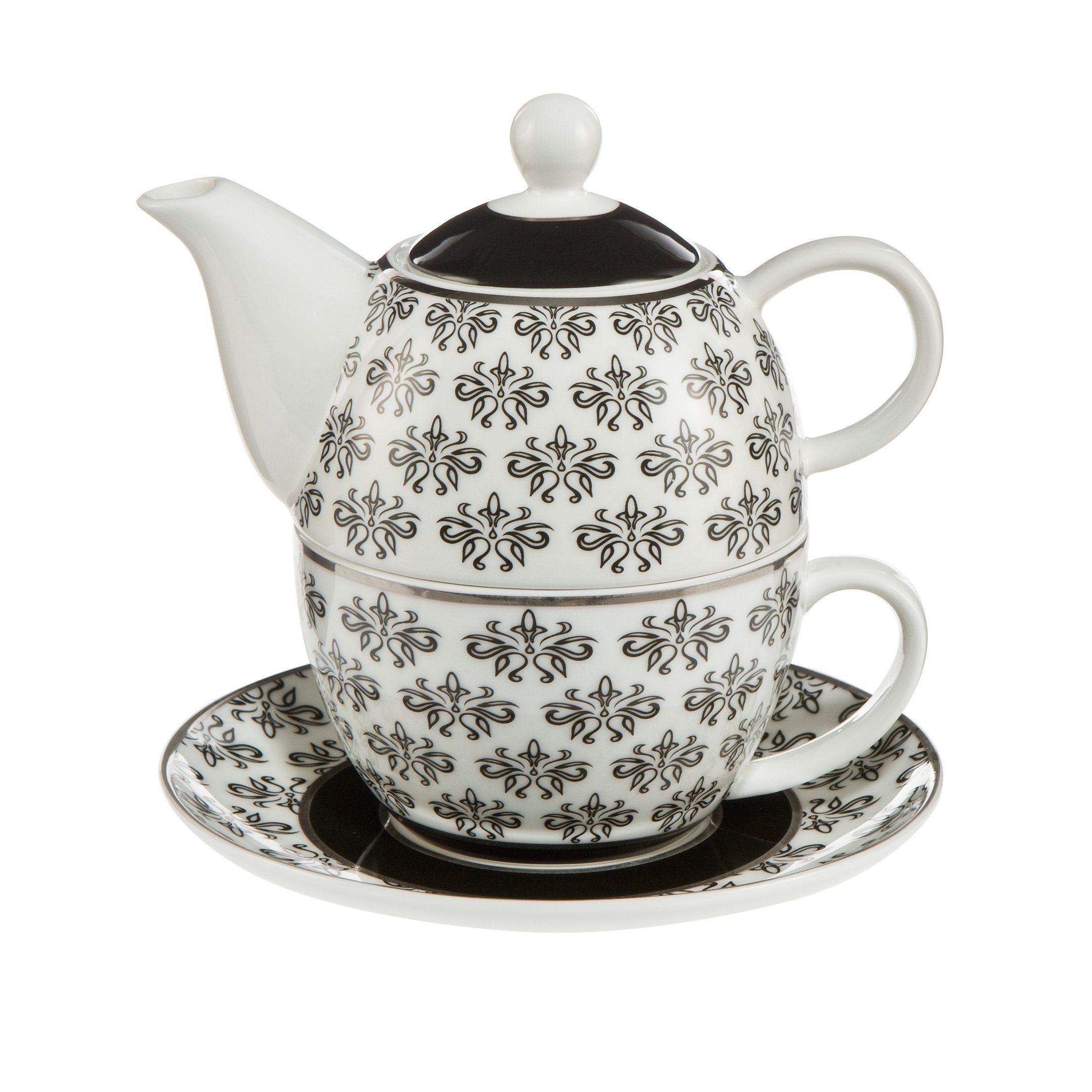 Goebel Tasse Goebel Chateau Black and White 'Floral - Tea for One'