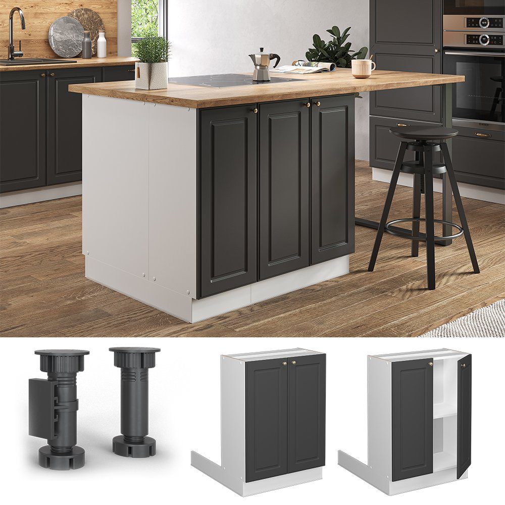Vicco Unterschrank Fame-Line, Anthrazit-Gold/Weiß, 60 cm günstig online kaufen