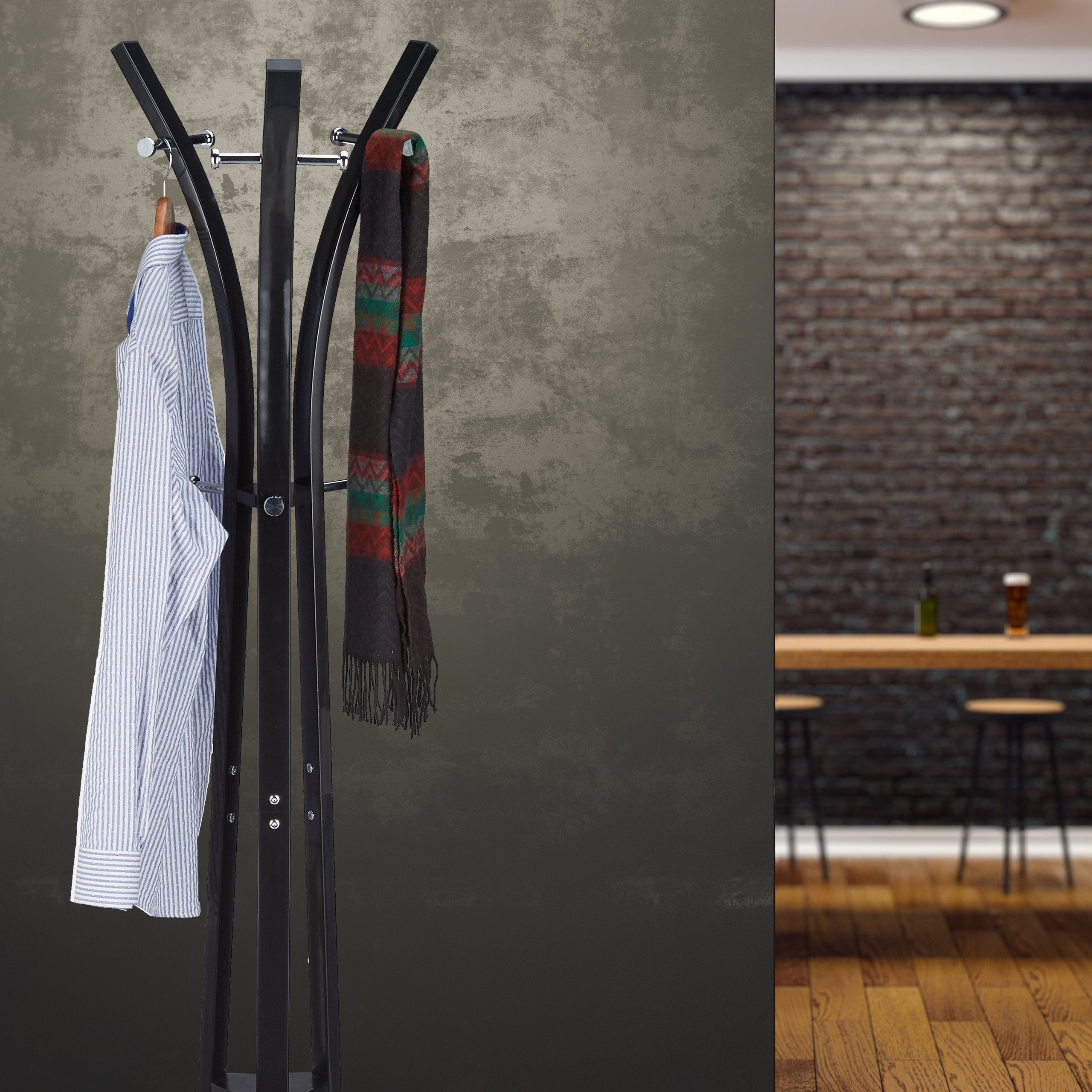 relaxdays Garderobenständer Metall, schwarz