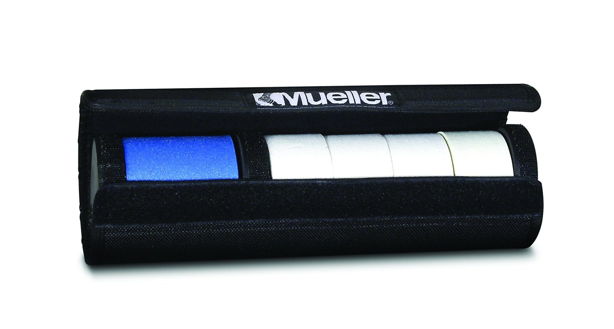 Mueller Sports Medicine Kinesiologie-Tape Tape Rollen Behälter Klettverschluss, für ca. 6 Rollen, mit 3 Trennscheiben