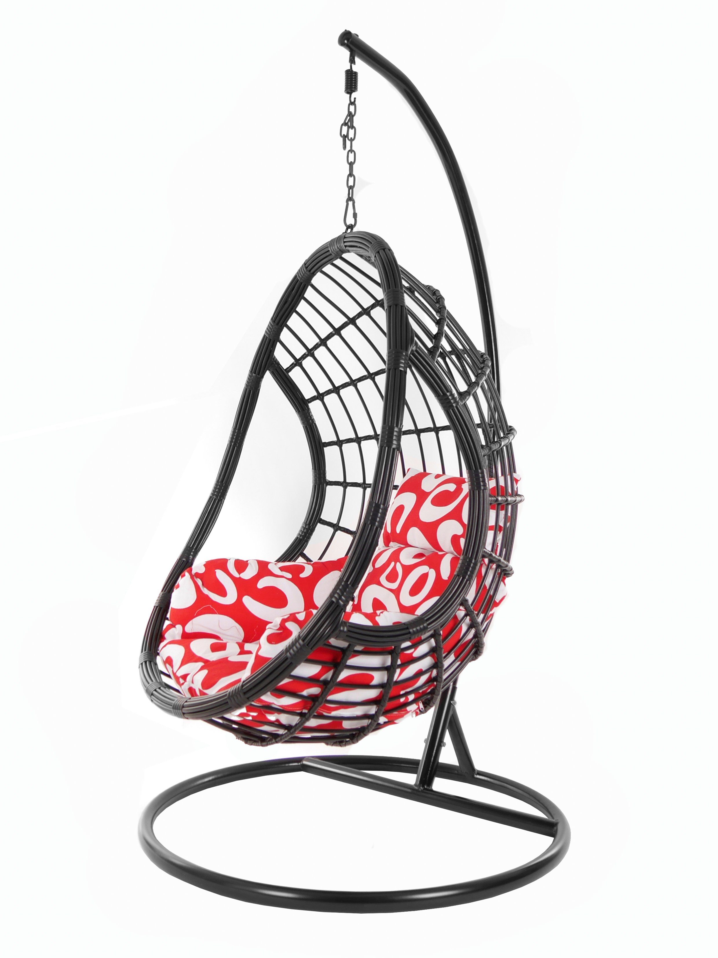 black, PALMANOVA Muster KIDEO curly) (3012 Schwarz, Gestell Hängesessel Hängesessel Kissen, Schwebesessel, und Loungemöbel, mit Chair, gemustert Swing