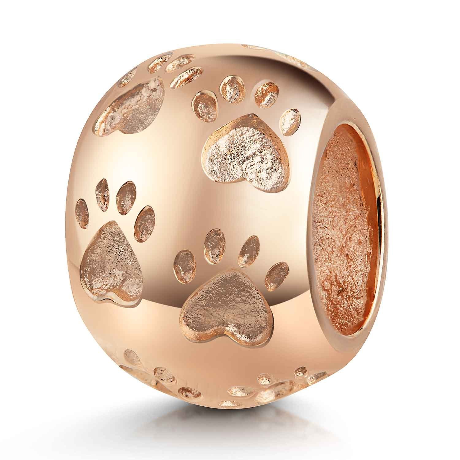 Materia Bead Rosegold Charm Tier Pfote 1675, 925 Sterling Silber, rose vergoldet