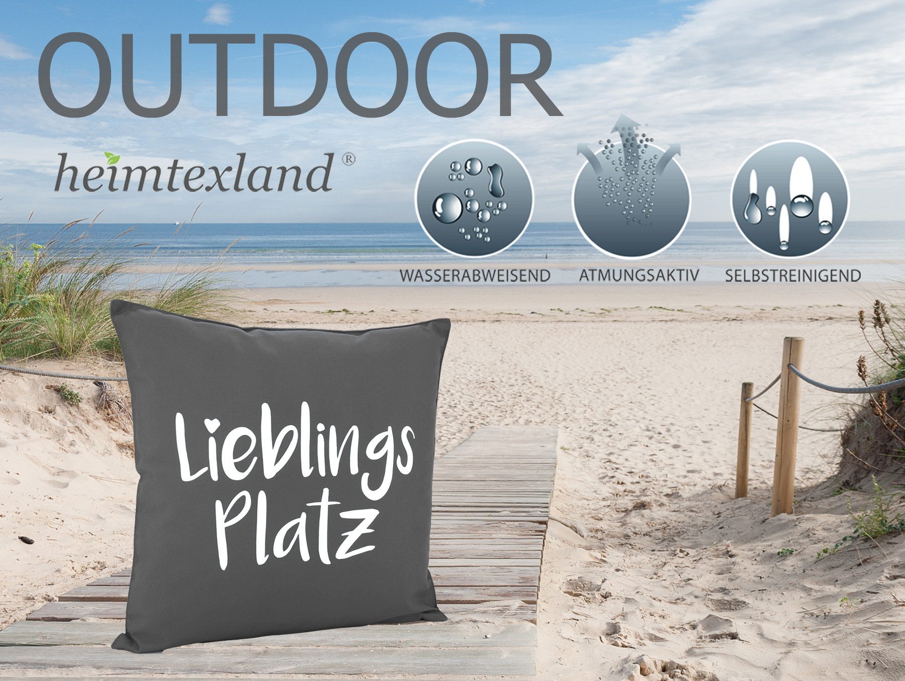 heimtexland Dekokissen Outdoorkissen Garten Deko Outdoor Kissen Maritim, schmutz- und wasserabweisend