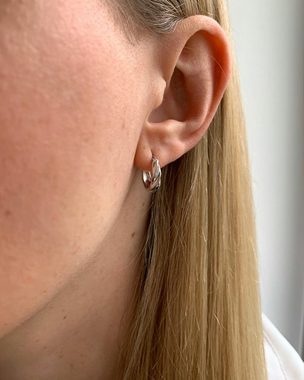 DANIEL CLIFFORD Paar Creolen 'Anna' Damen Creolen Ohrringe Silber 925 gerillt 14mm, Bügelverschluss (inkl. Verpackung), geschwungene Bügel-Creolen aus Sterlingsilber, allergiefreundlich