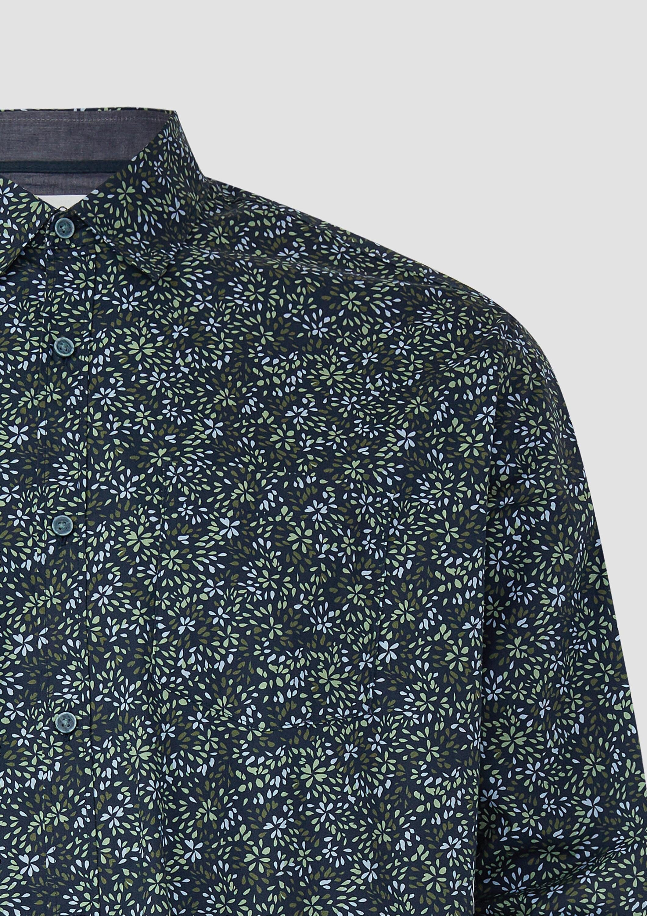 s.Oliver Langarmhemd Hemd Slim Fit: Langarmhemd mit All-over-Print und Kentkragen