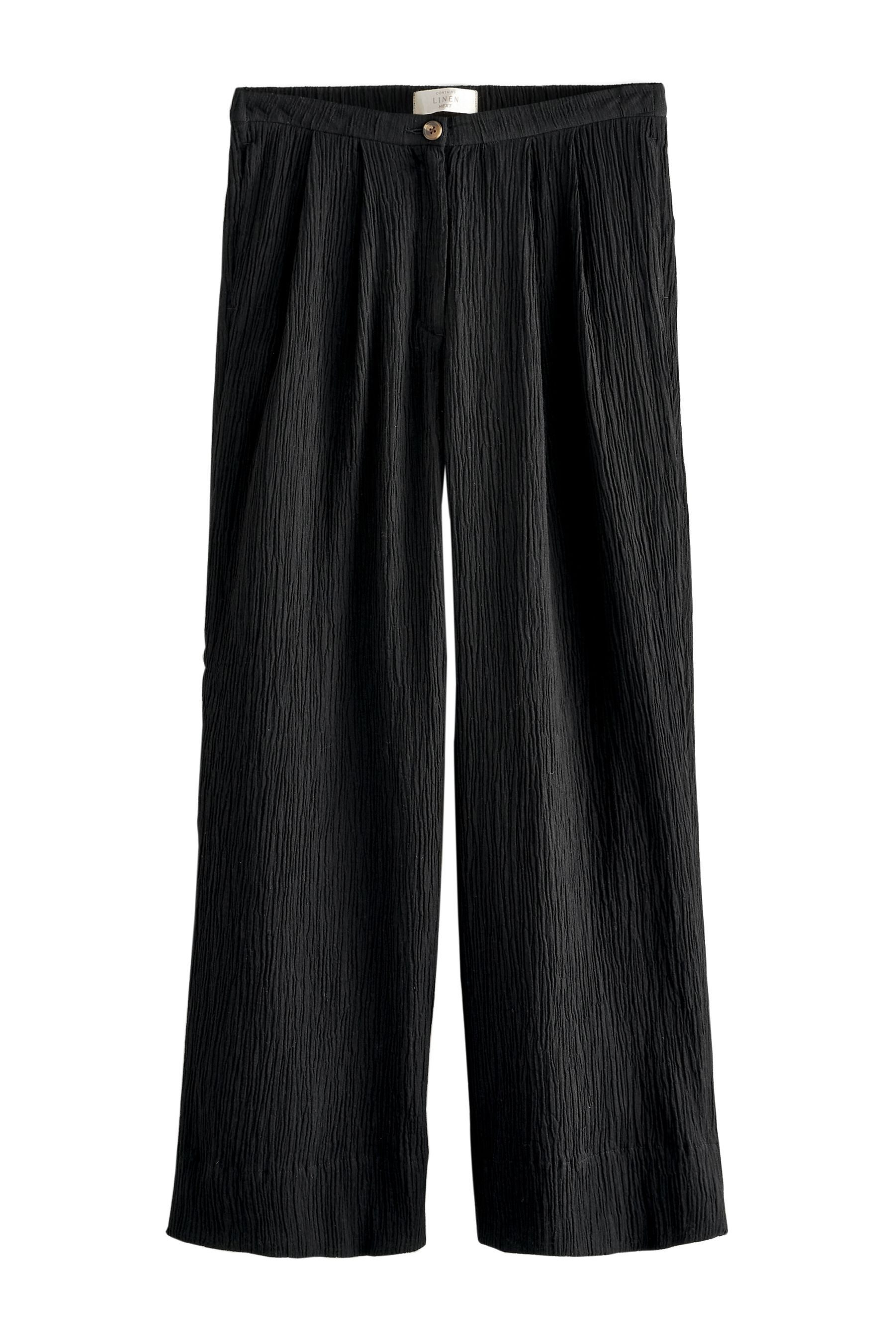 Palazzohose Hose mit weitem Bein und Leinen in Knitteroptik