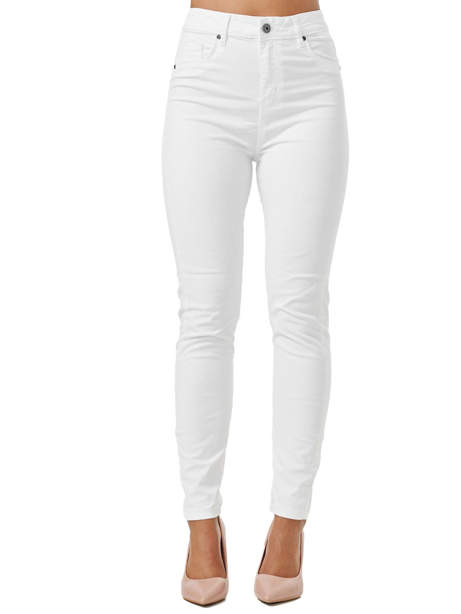 Rise High Damen weiß Jeanshose Tazzio F103 Skinny-fit-Jeans