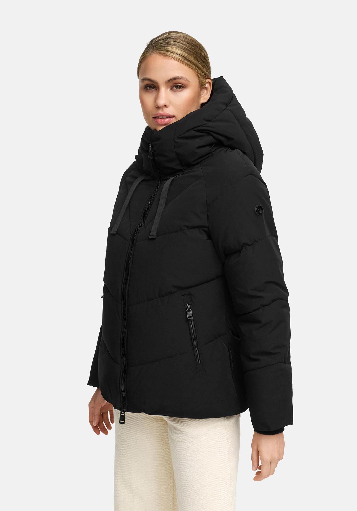 Marikoo Winterjacke Kwamee Schräg gesteppte Winterjacke mit fester Kapuze – Bild 4 von 5