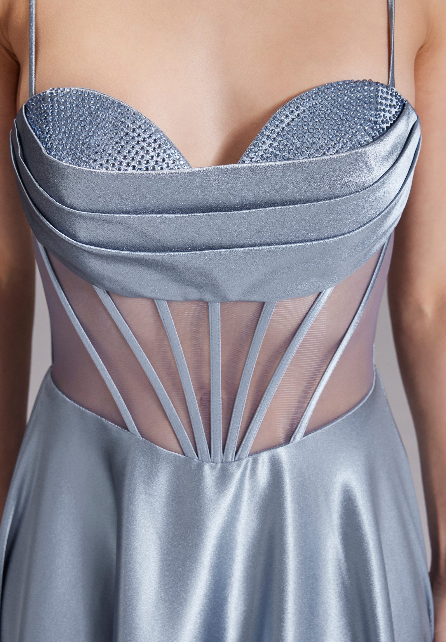 Hey Kyla Abendkleid - See-through-Corsagenkleid mit Ziersteinen Taillierter Schnitt mit ausgestelltem Rockteil – Bild 4 von 5