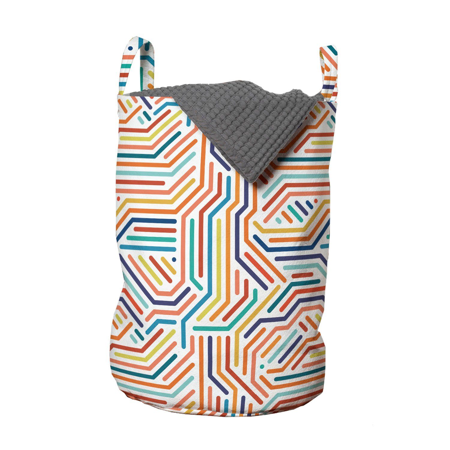 Abakuhaus Wäschesäckchen Wäschekorb mit Griffen Kordelzugverschluss für Waschsalons, Abstrakt Moderne Vivid Stripes