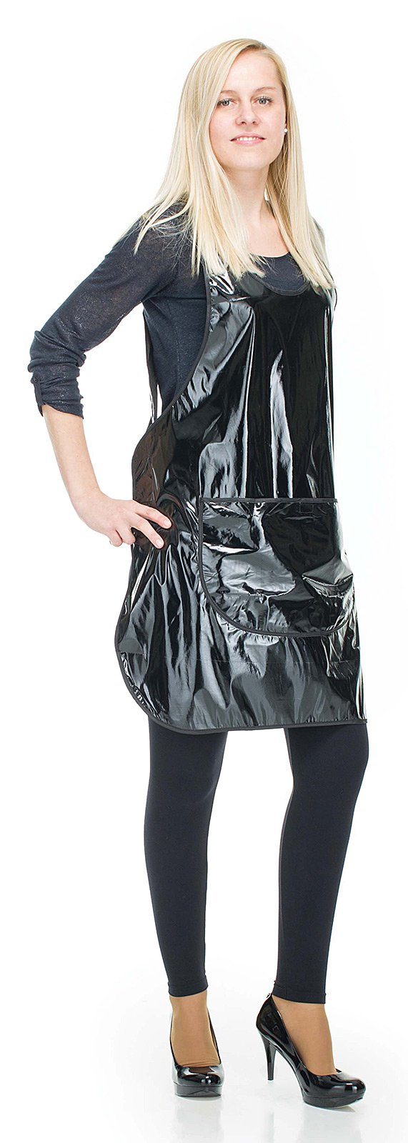 Comair Färbeschürze „Relief“ – Schwarz, 61x71 Cm, Aus Polyester, Wasserabweisend, Mit Tasche